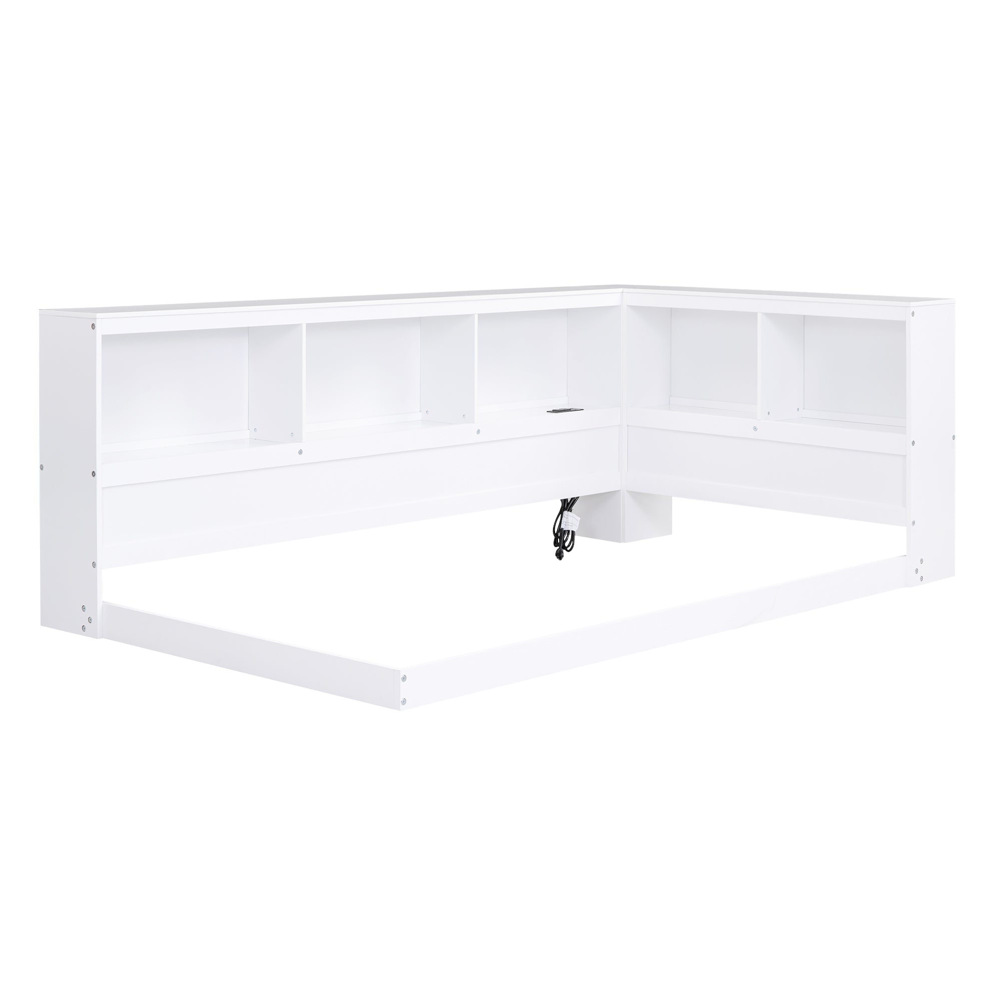 Wood Twin Size Daybed with Storage Cabinets and USB Ports, White