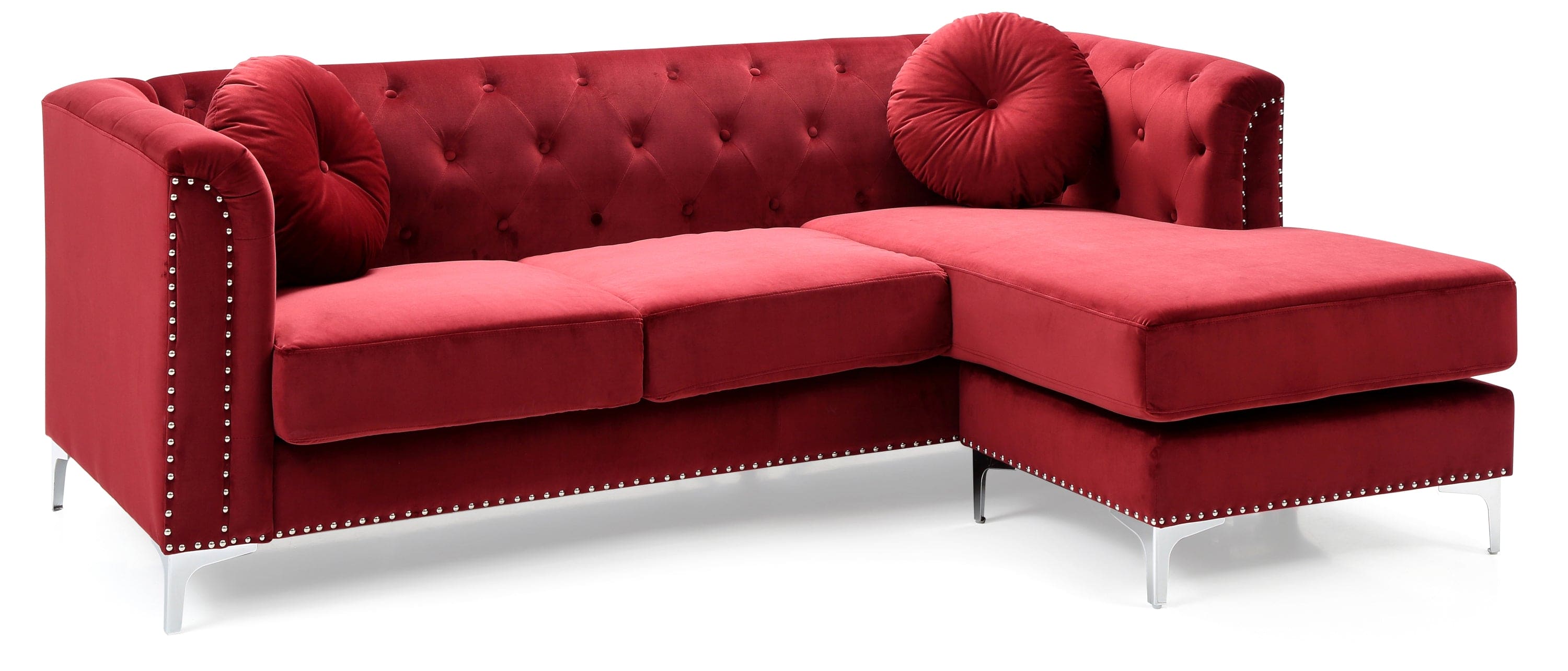 Glory Furniture Pompano G789B-SC Sofa Chaise ( 3 Boxes ) , BURGUNDY