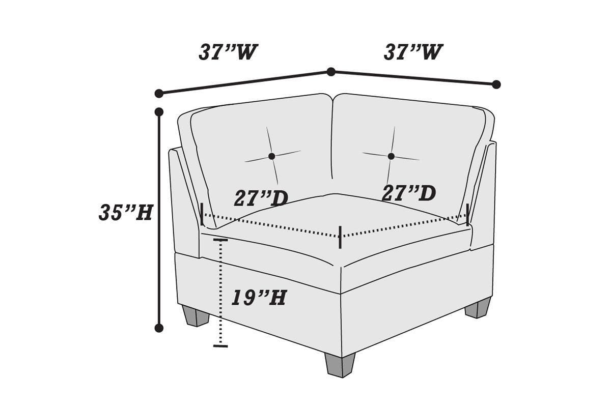 Camel Chenille Fabric Modular Sofa Set 6pc Set Living Room Furniture Couch Sofa Loveseat 4x Corner Wedge 1x Armless Chair and 1x Ottoman Tufted Back Exposed Wooden Base