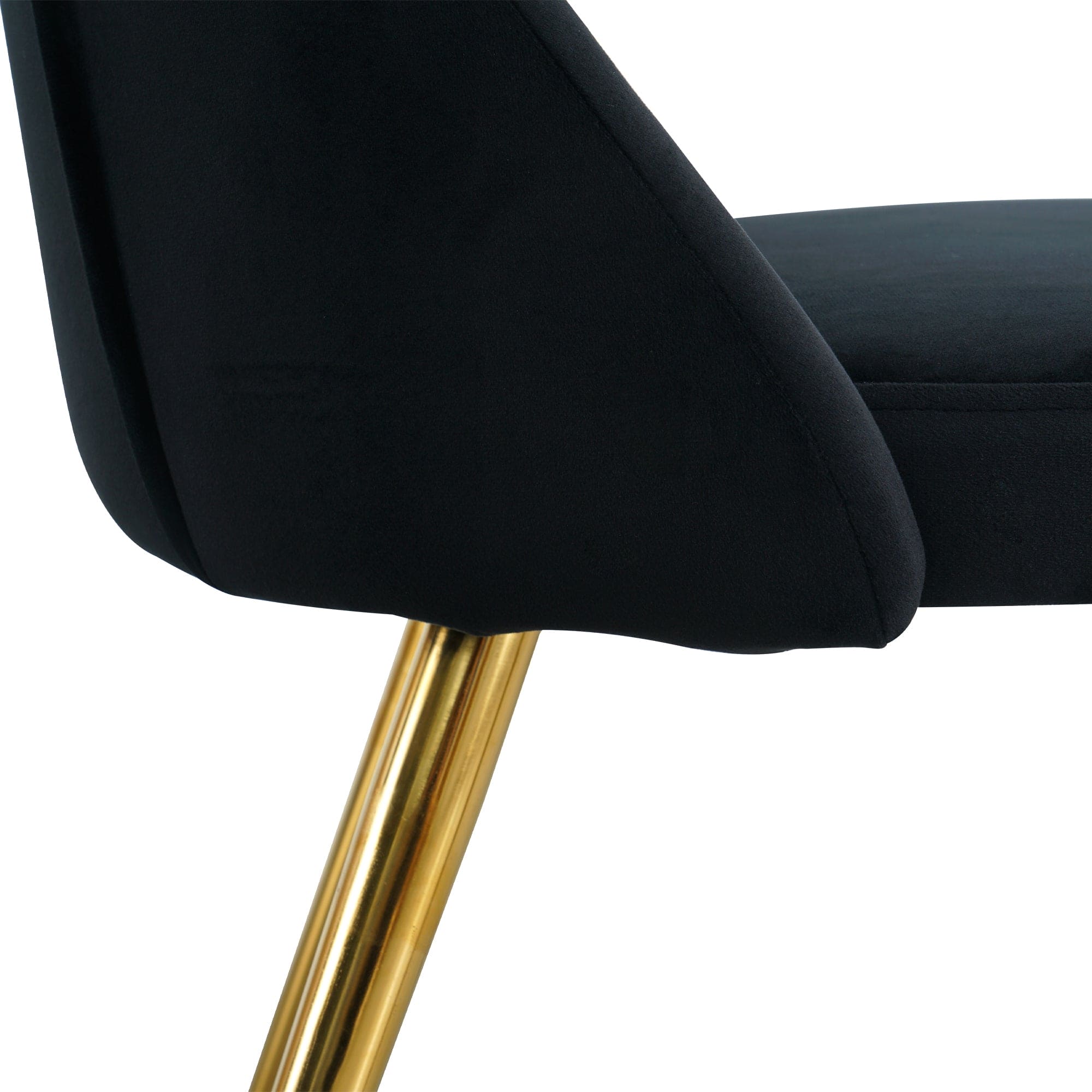 Modern simple velvet dining black chair home bedroom stool back dressing chair student desk chair gold metal legs(set of 4)