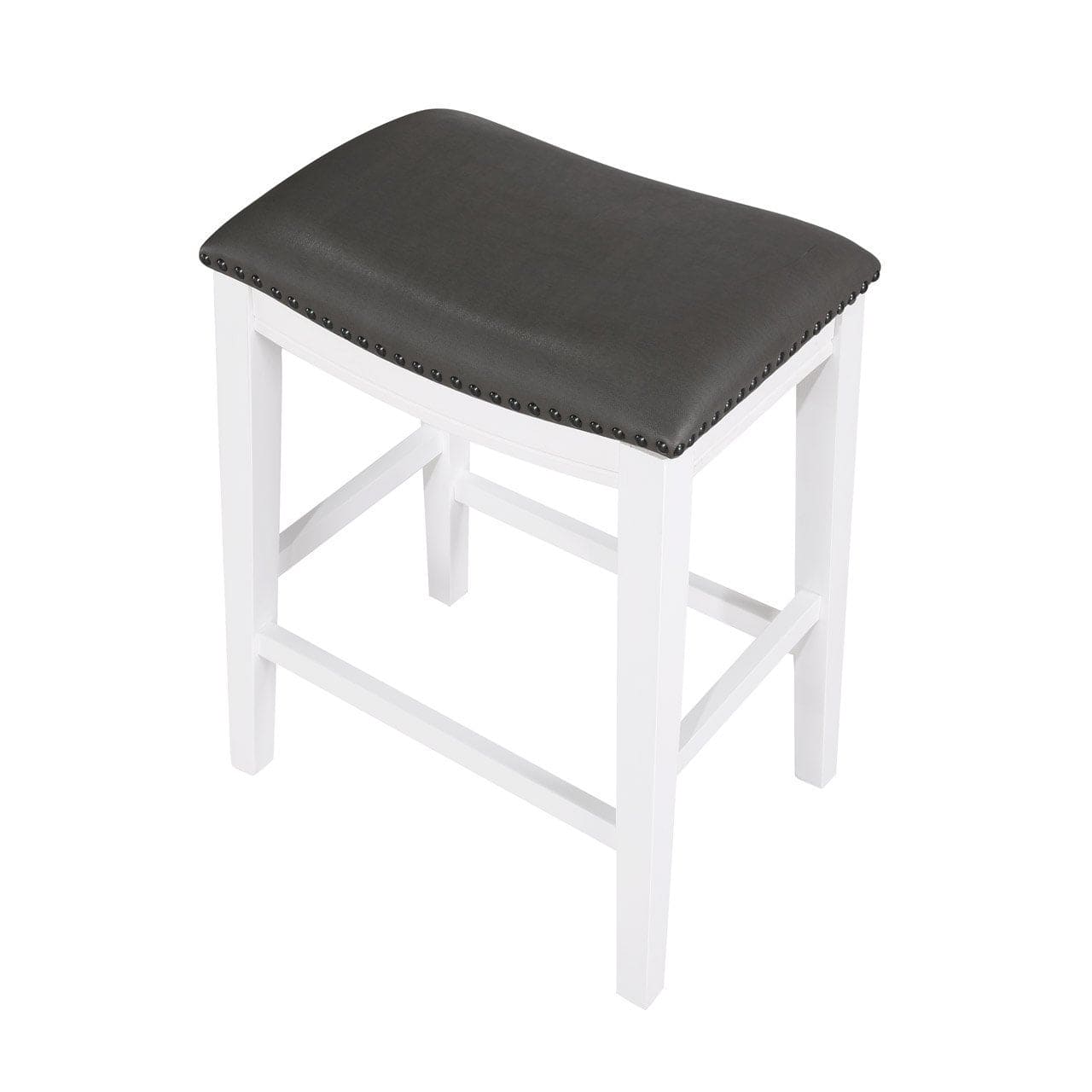 Saddle Stool  -25" Counter Stool, White/Dark Gray PU, Set of 2