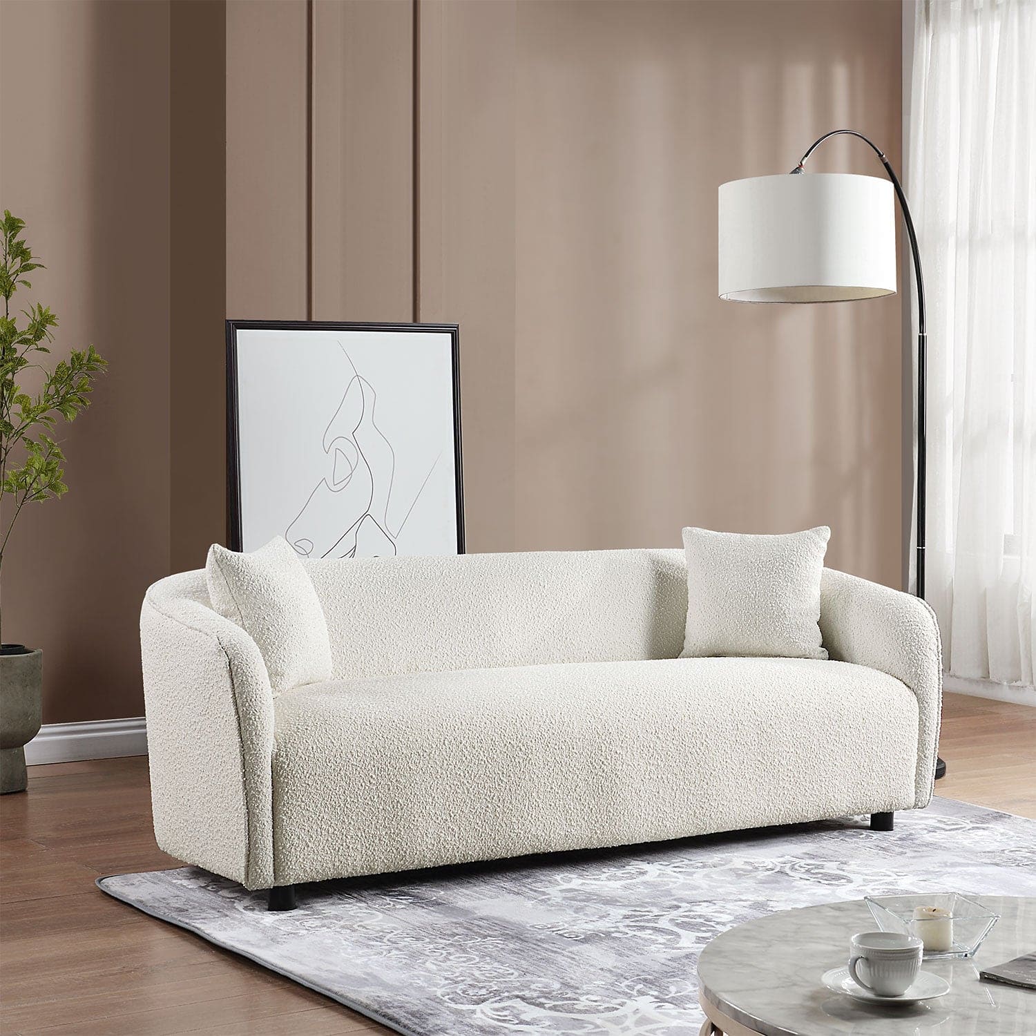 [NOT available on wayfair]3 Seater Sofa Comfy Sofa for Living Room, Bouclé Couch Beige