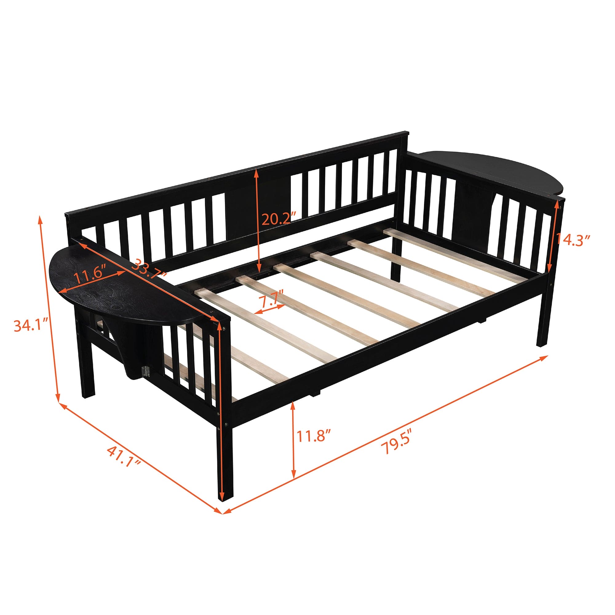 Twin size Daybed, Wood Slat Support, Espresso