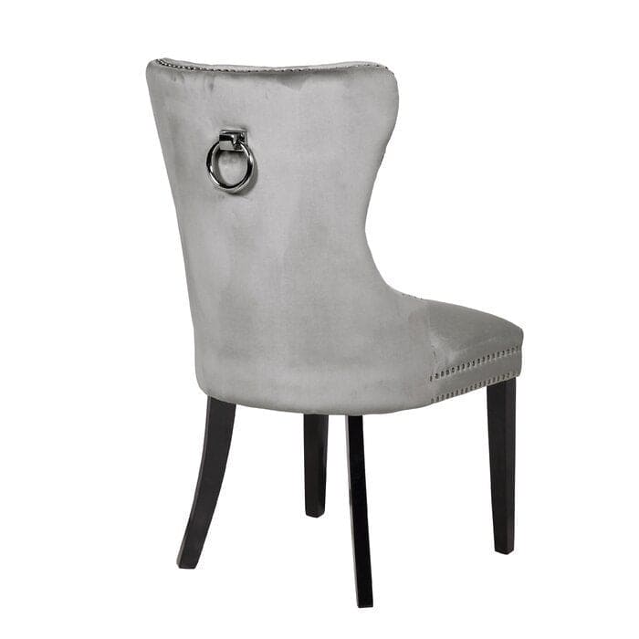 Erica 2 Piece Wood Legs Dinning Chair Finish with Velvet Fabric in Light Gray