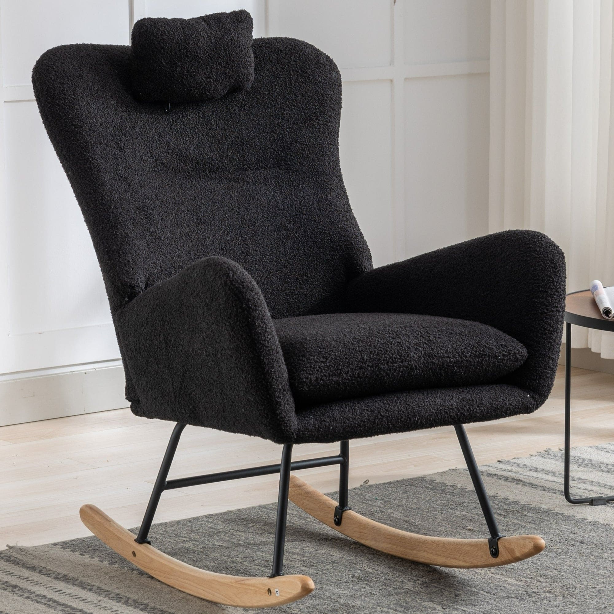 35.5 inch Rocking Chair with Pocket, (black)