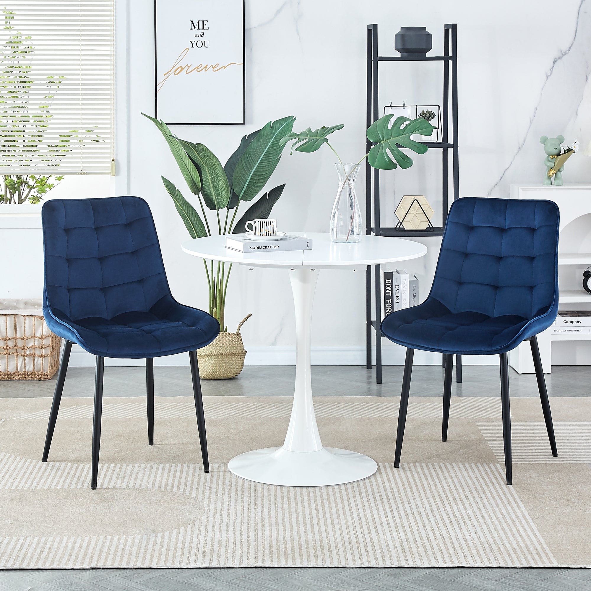 Dining Chair 2PCS（BLUE），Modern style，New technology，Suitable for restaurants, cafes, taverns, offices, living rooms, reception rooms.Simple structure, easy installation.