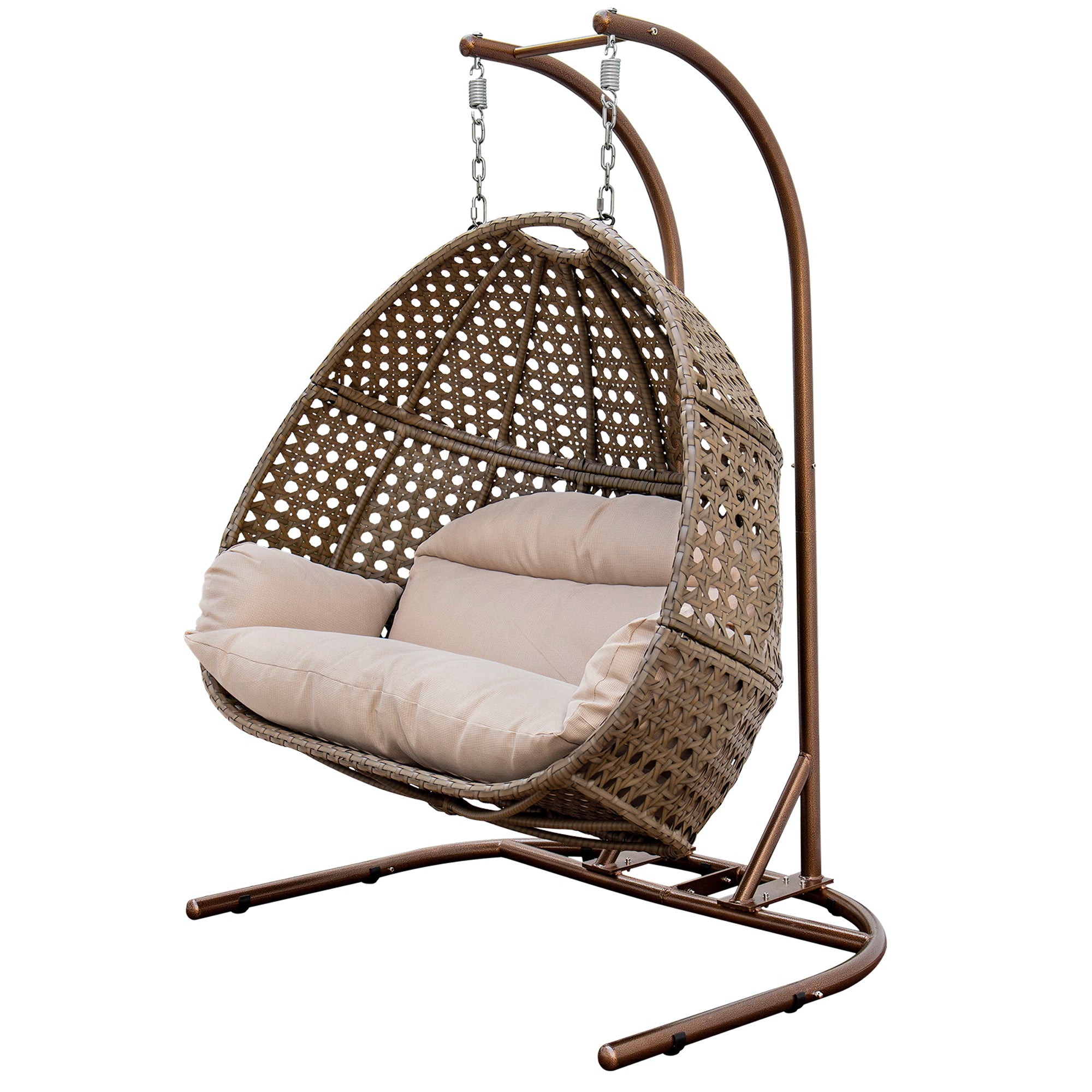 Double-Seat Swing Chair with Stand and Cushion