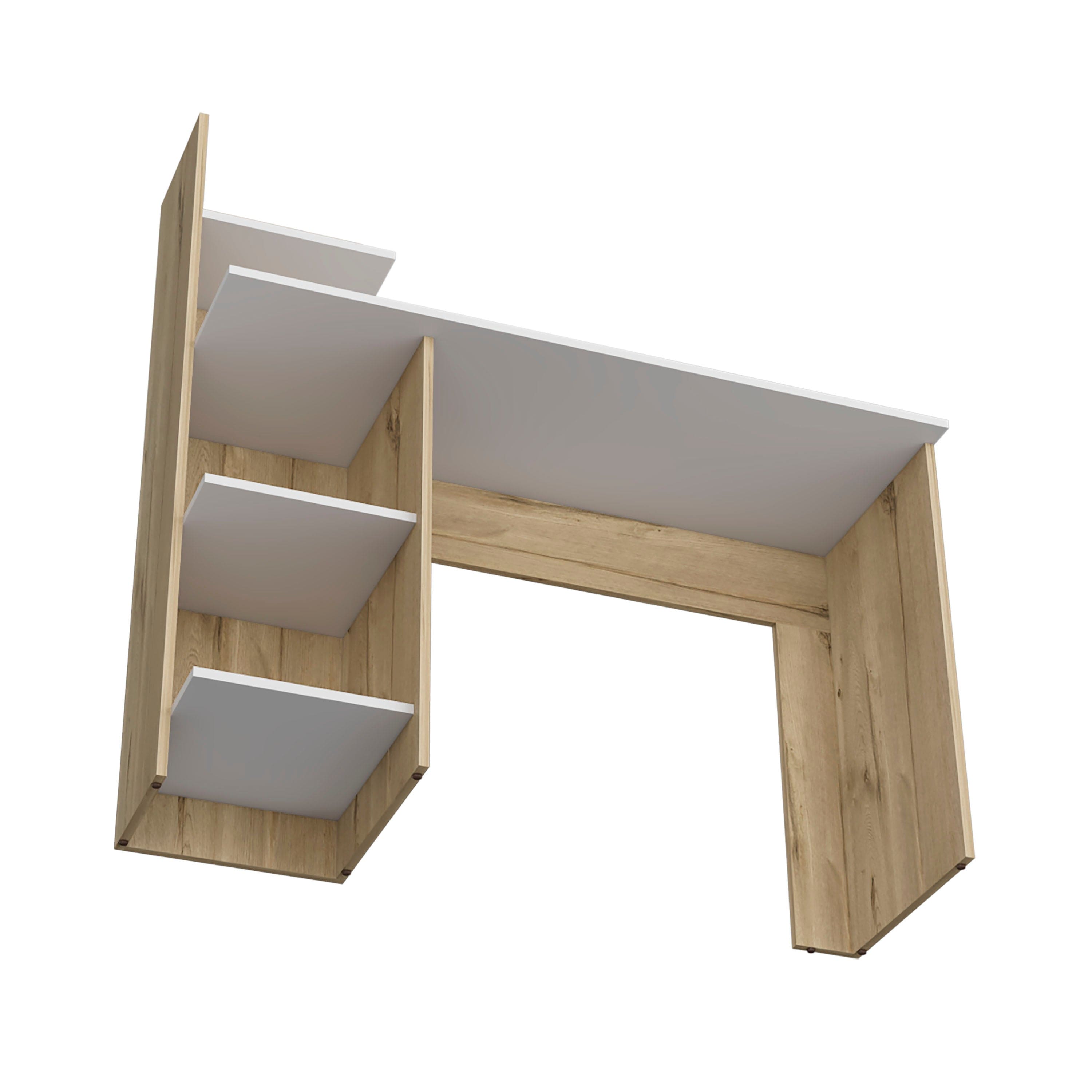 Desk Wichita, Four Shelves, Light Oak / White Finish