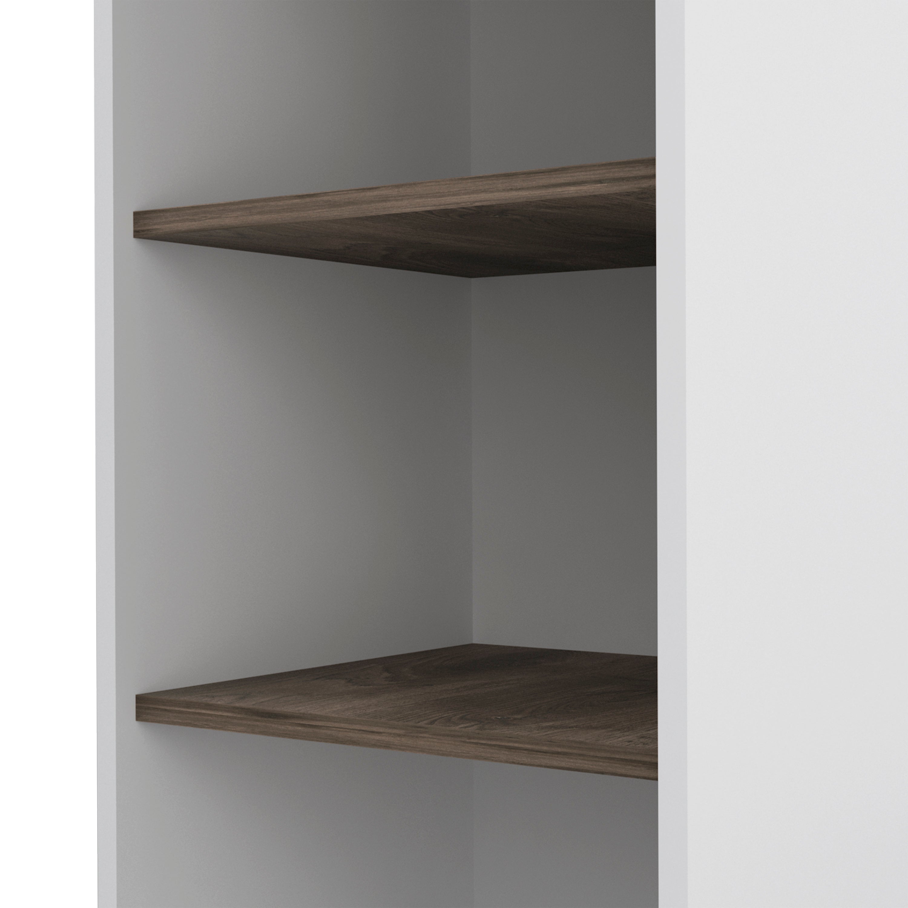 Kitchen Cart Kamizaze, Two Storage Shelves, Four Casters, Three Side Shelves, White / Dark Brown Finish