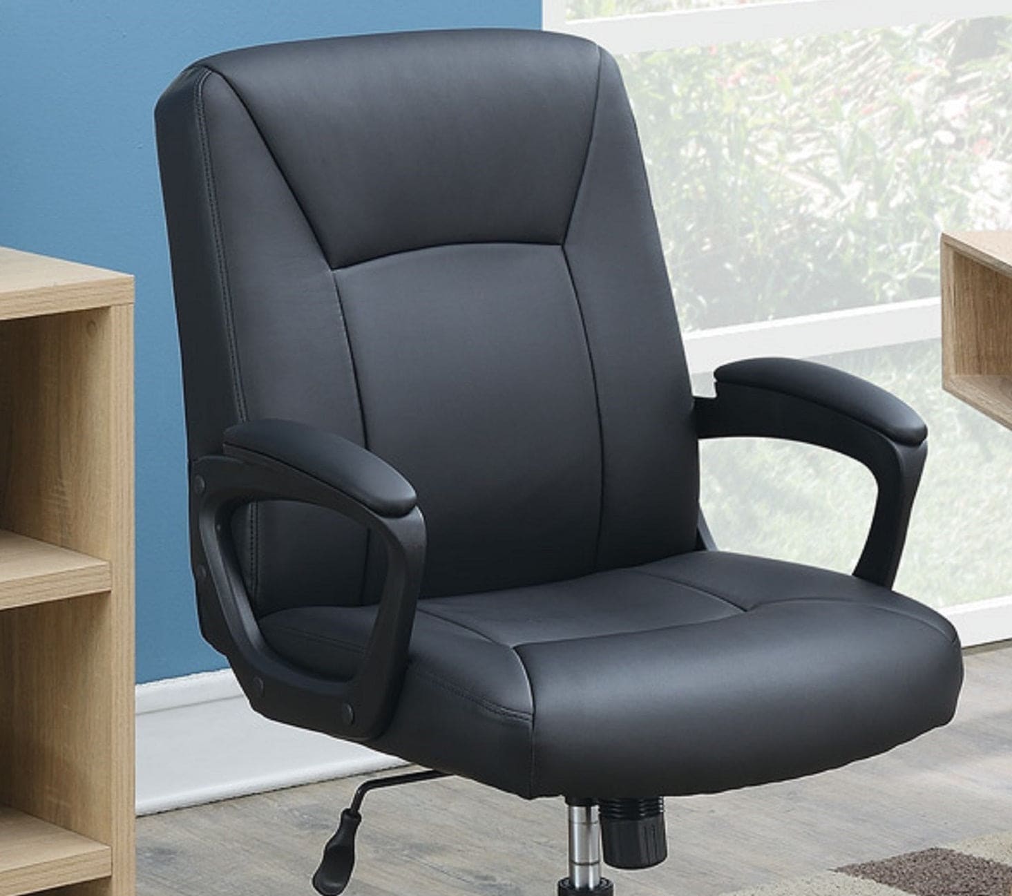 Relax Cushioned Office Chair 1pc Black Upholstered Seat back Adjustable Chair Comfort