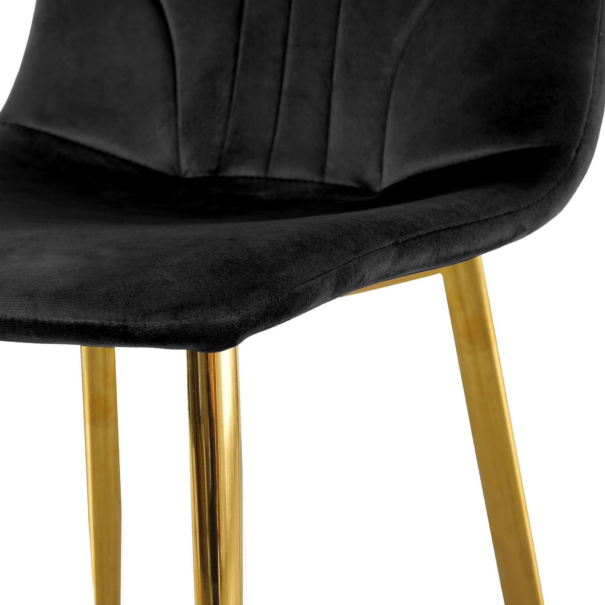 Modern simple light luxury dining black chair home bedroom stool back dressing chair student desk chair gold metal legs(set of 4)