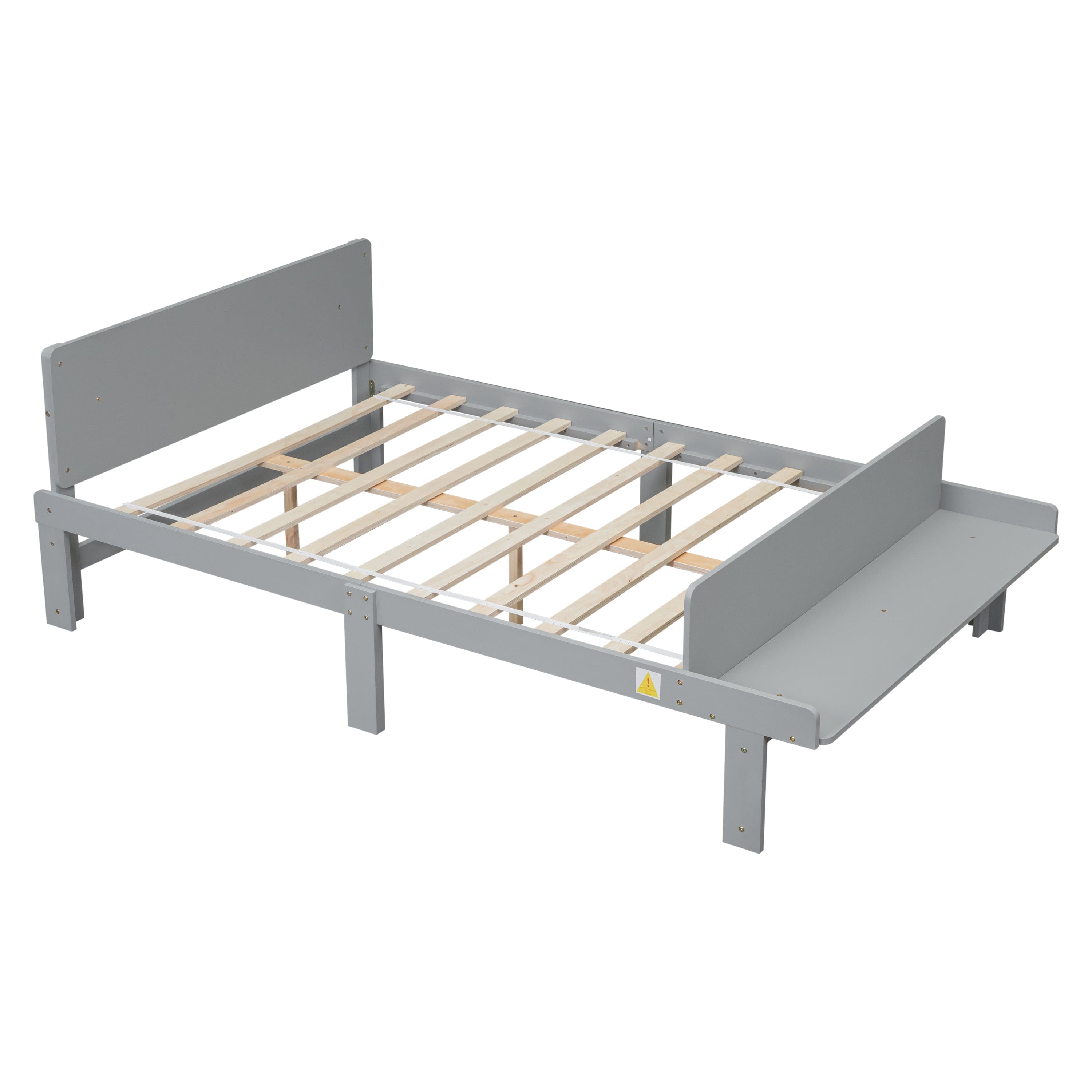 Full Bed with Footboard Bench,Grey