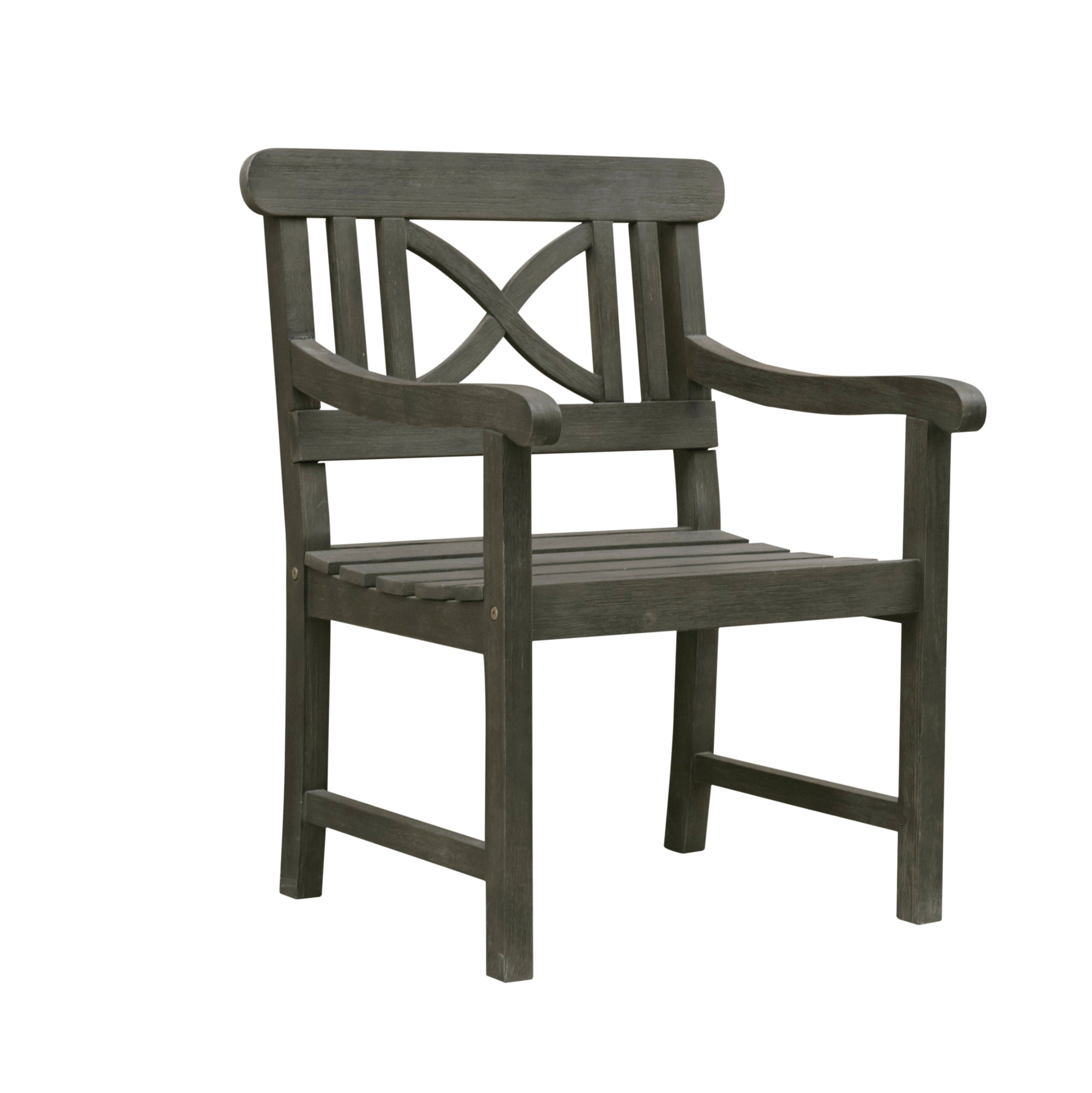 Stefanos Grey-washed Farmhouse Wood Patio Armchair