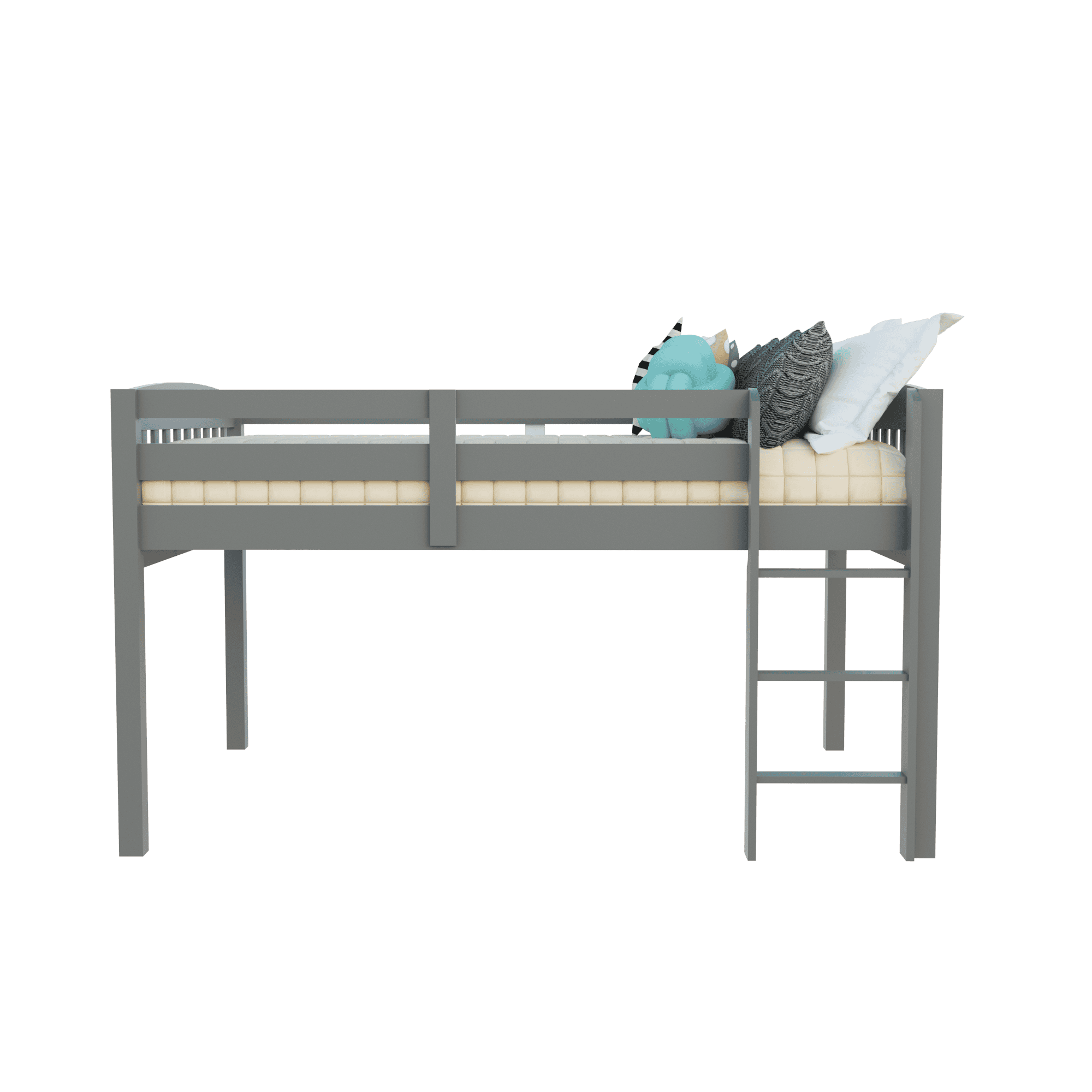 Yes4wood Elbrus Grey Low Loft Bed with Storage