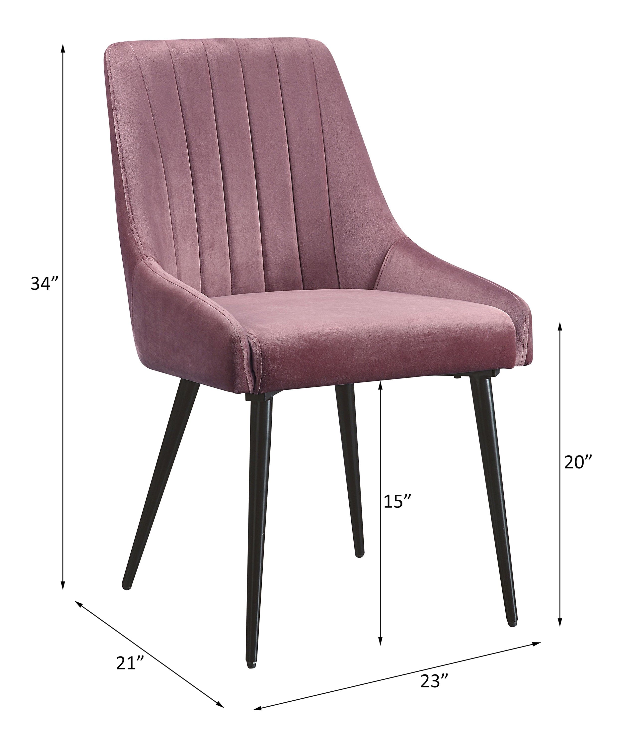 ACME Caspian Side Chair, Pink Fabric & Black Finish 74012