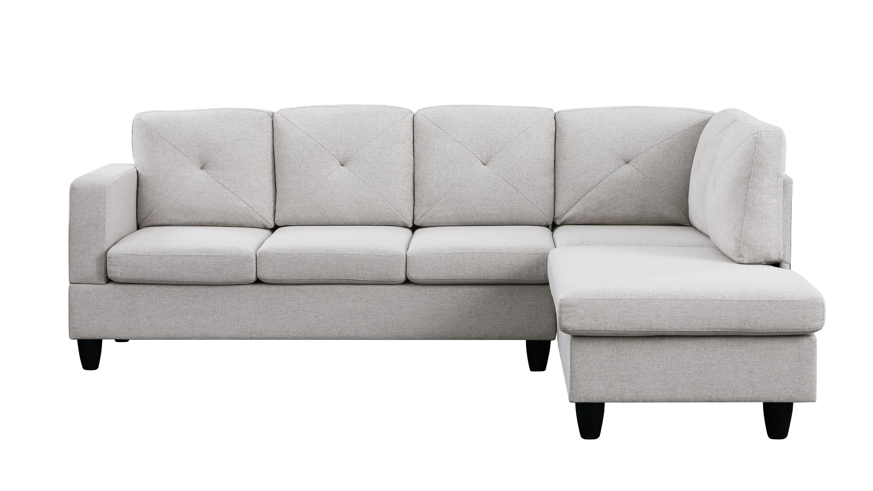 Santiago Light Gray Linen Sectional Sofa with Right Facing Chaise