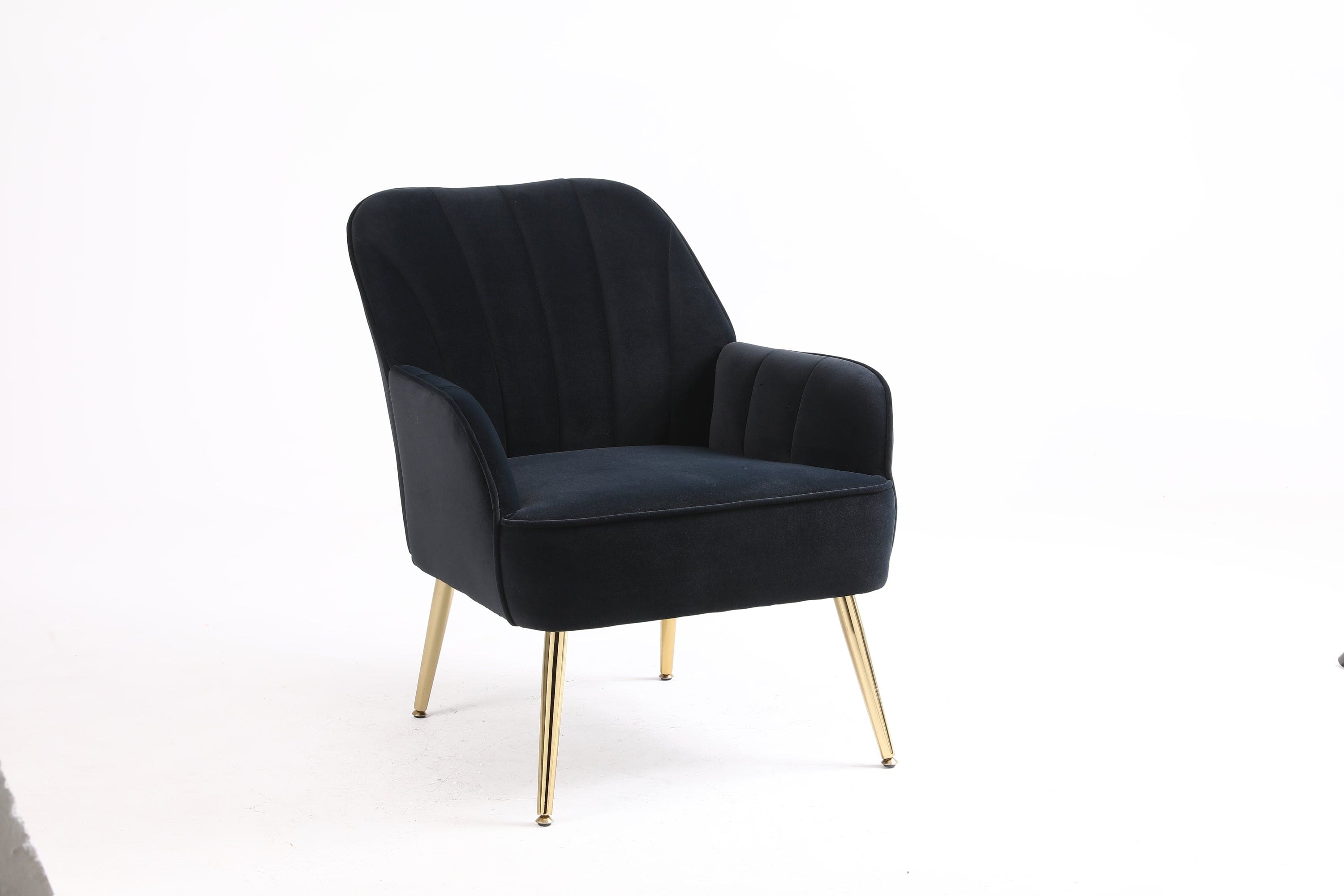 Modern Mid Century Chair velvet  Sherpa Armchair for Living Room Bedroom Office Easy Assemble(NAVY)