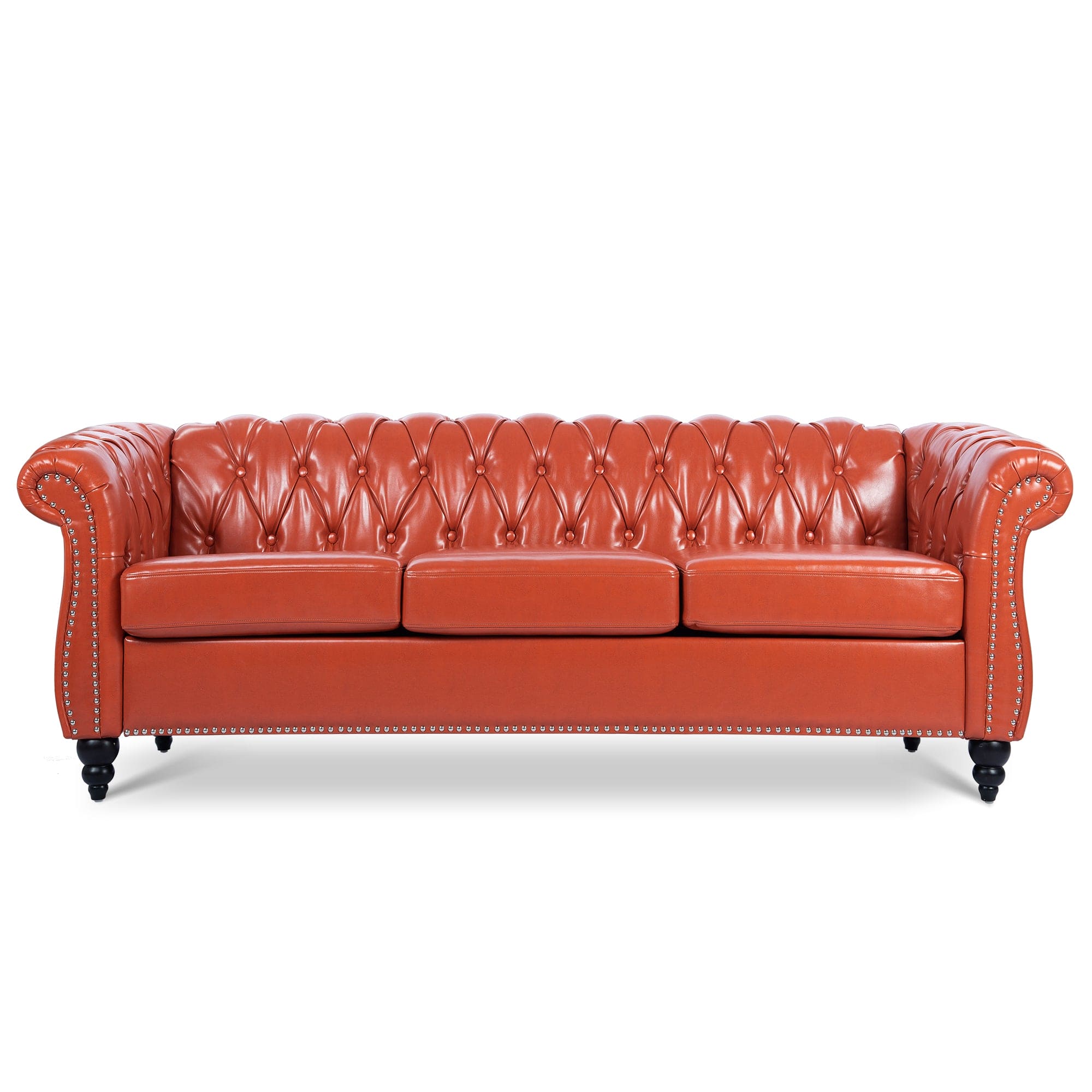 84.65" Rolled Arm Chesterfield 3 Seater Sofa