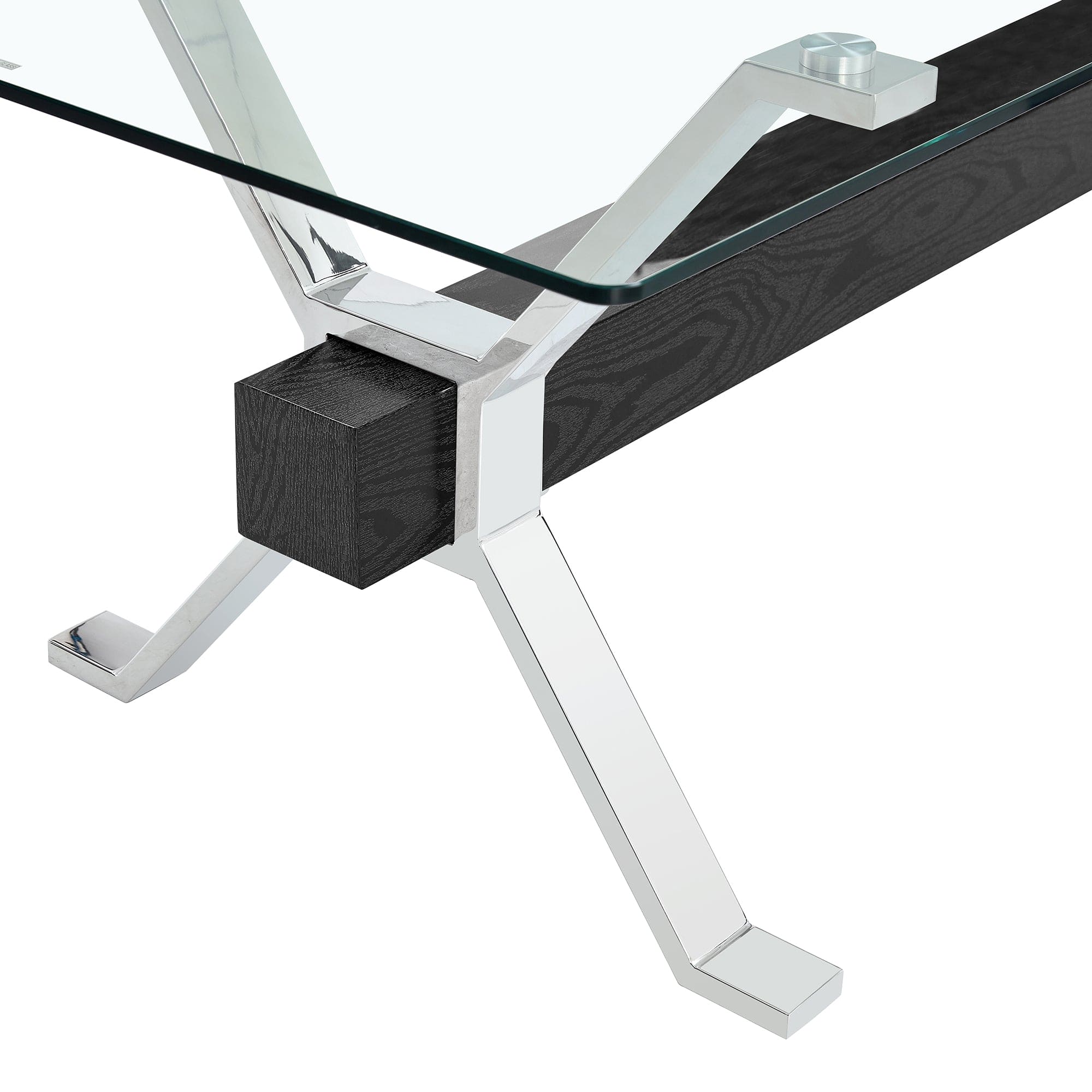 Dining table. Modern tempered glass dining table. Large modern office desk with silver plated metal legs and MDF crossbars, suitable for both home and office use. Kitchen. 79 ''x39''x30 '' 1105