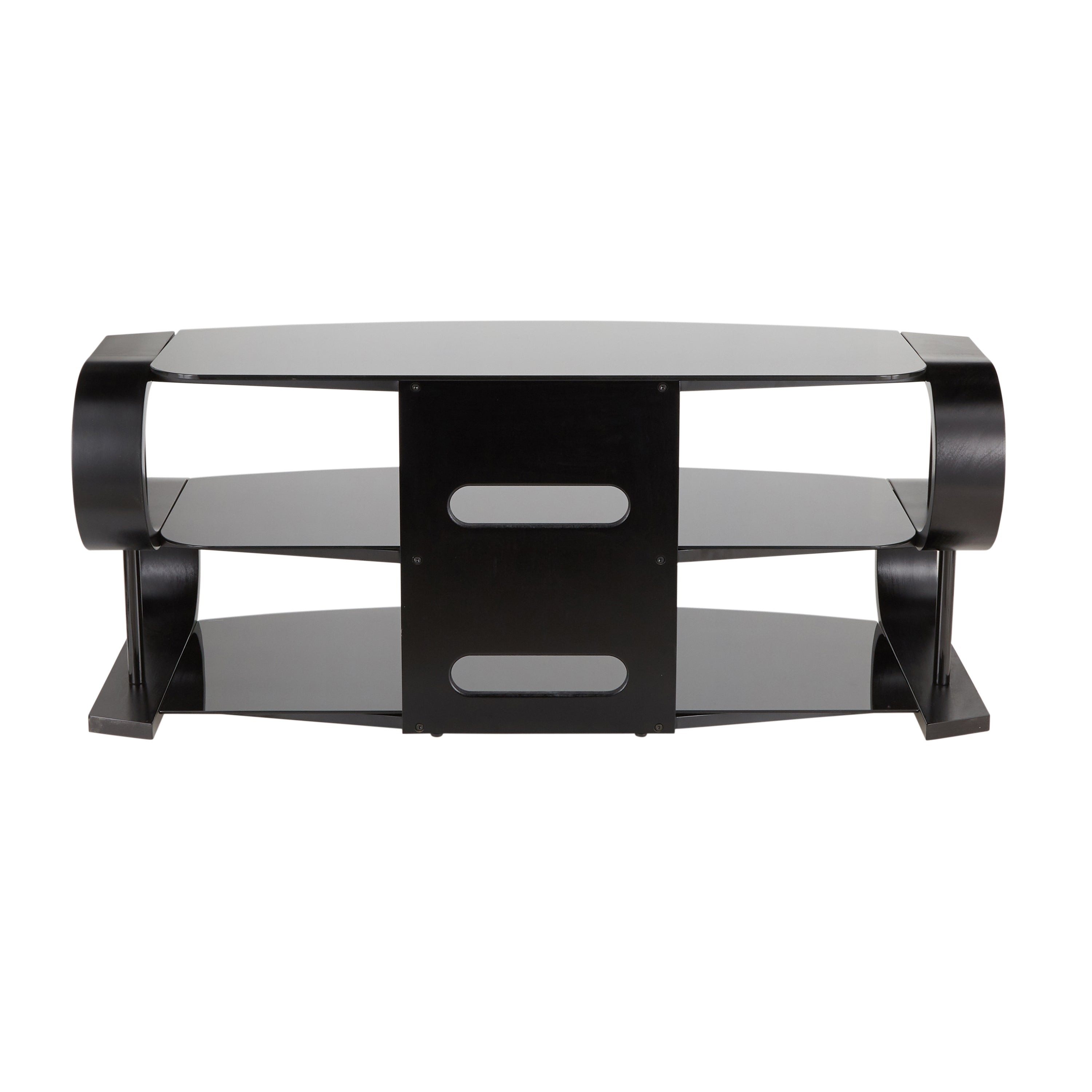 Metro 120 Contemporary TV Stand in Black Wood and Black Glass by LumiSource