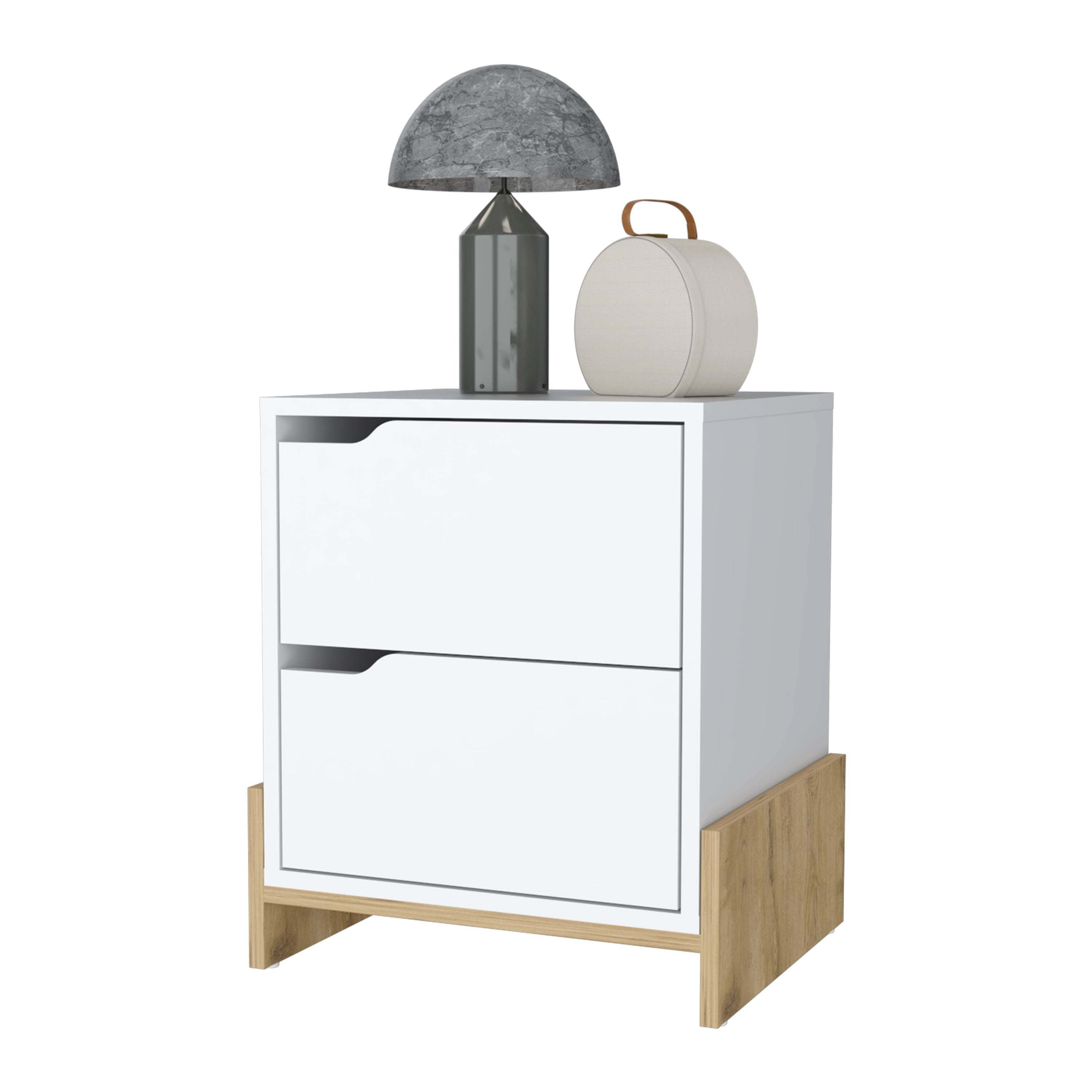 Ralston 2-Drawer Nightstand in White and Macadamia