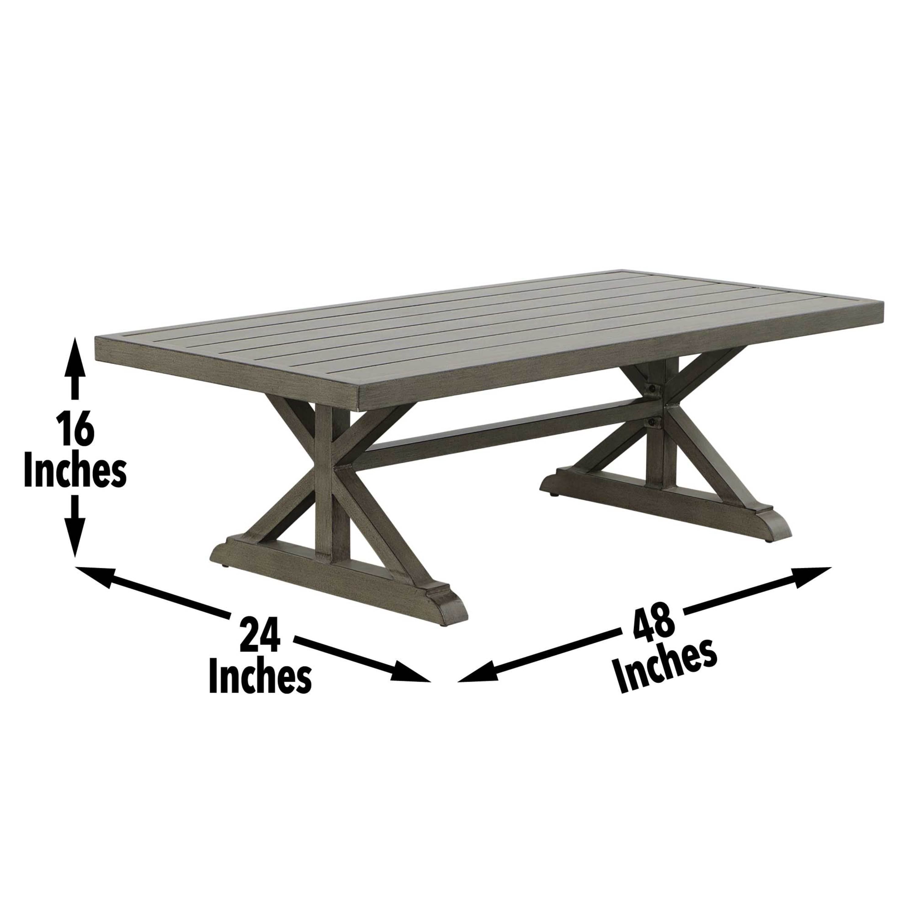 Brown Aluminum Coffee Table - Mission Influences, Bottom Shelf - Rust-Resistant, Weather-Resistant - Functional and Stylish