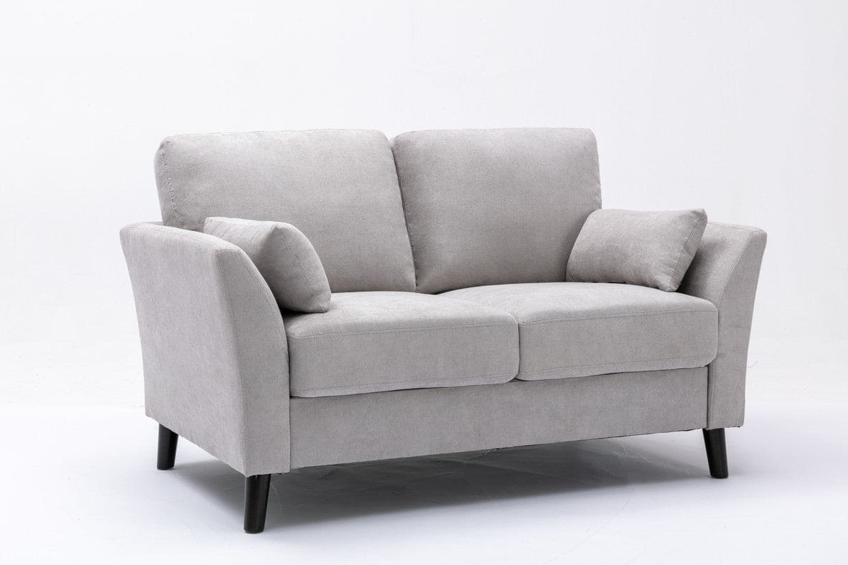 Damian Light Gray Velvet Fabric Loveseat