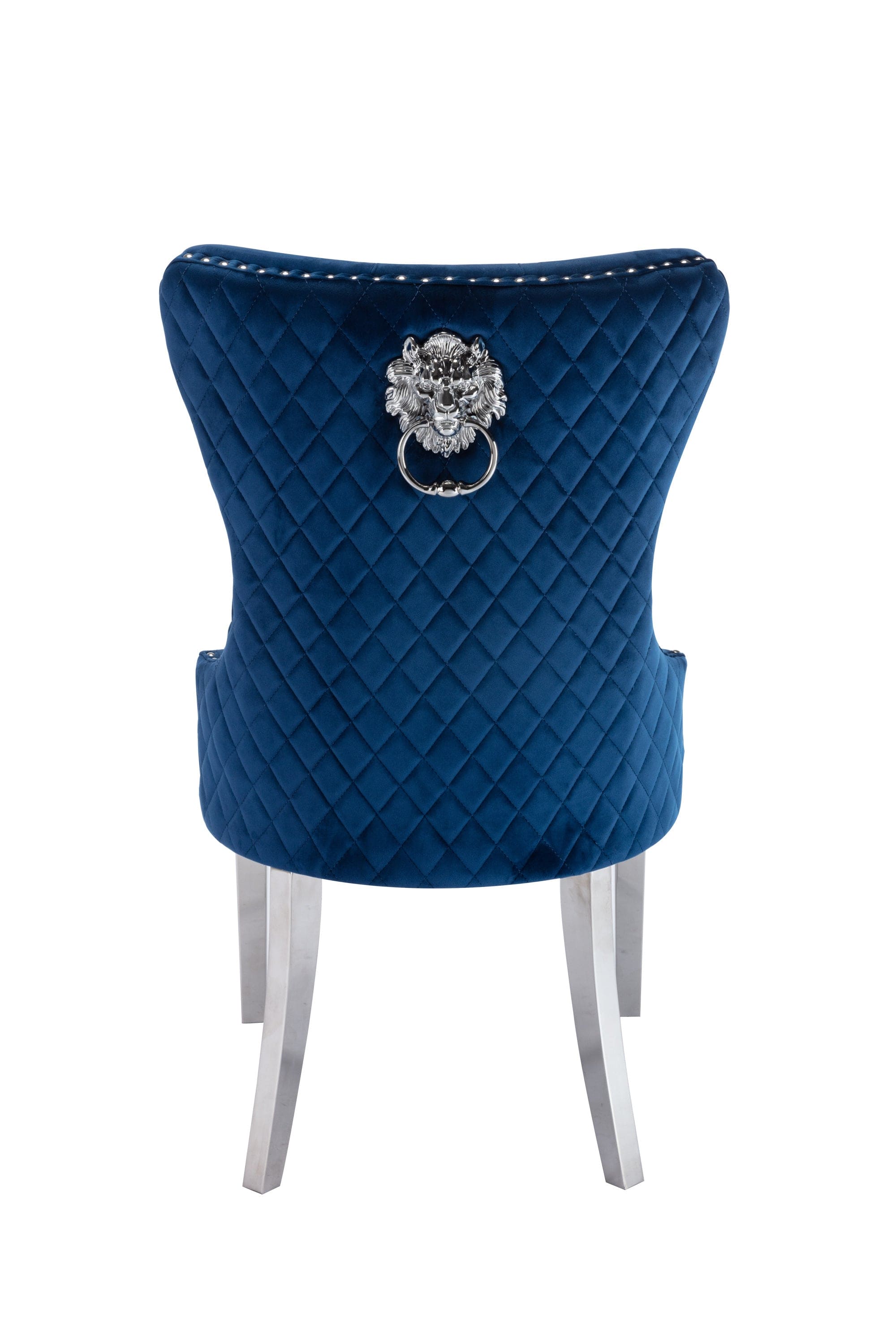 Simba Stainless Steel 2 Piece Chair Finish with Velvet Fabric in Blue