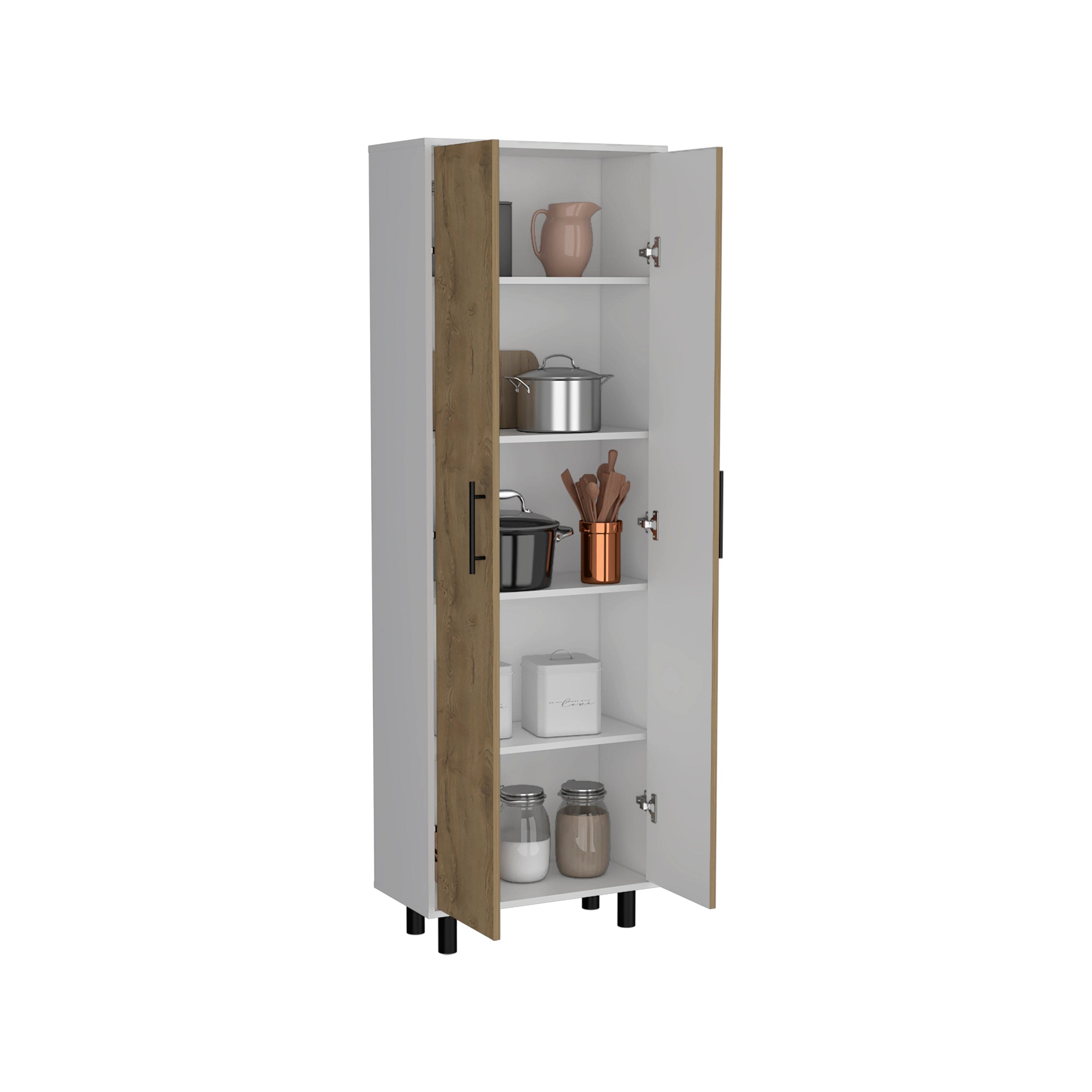 Multistorage Manacor, Five Shelves, Macadamia and White Finish