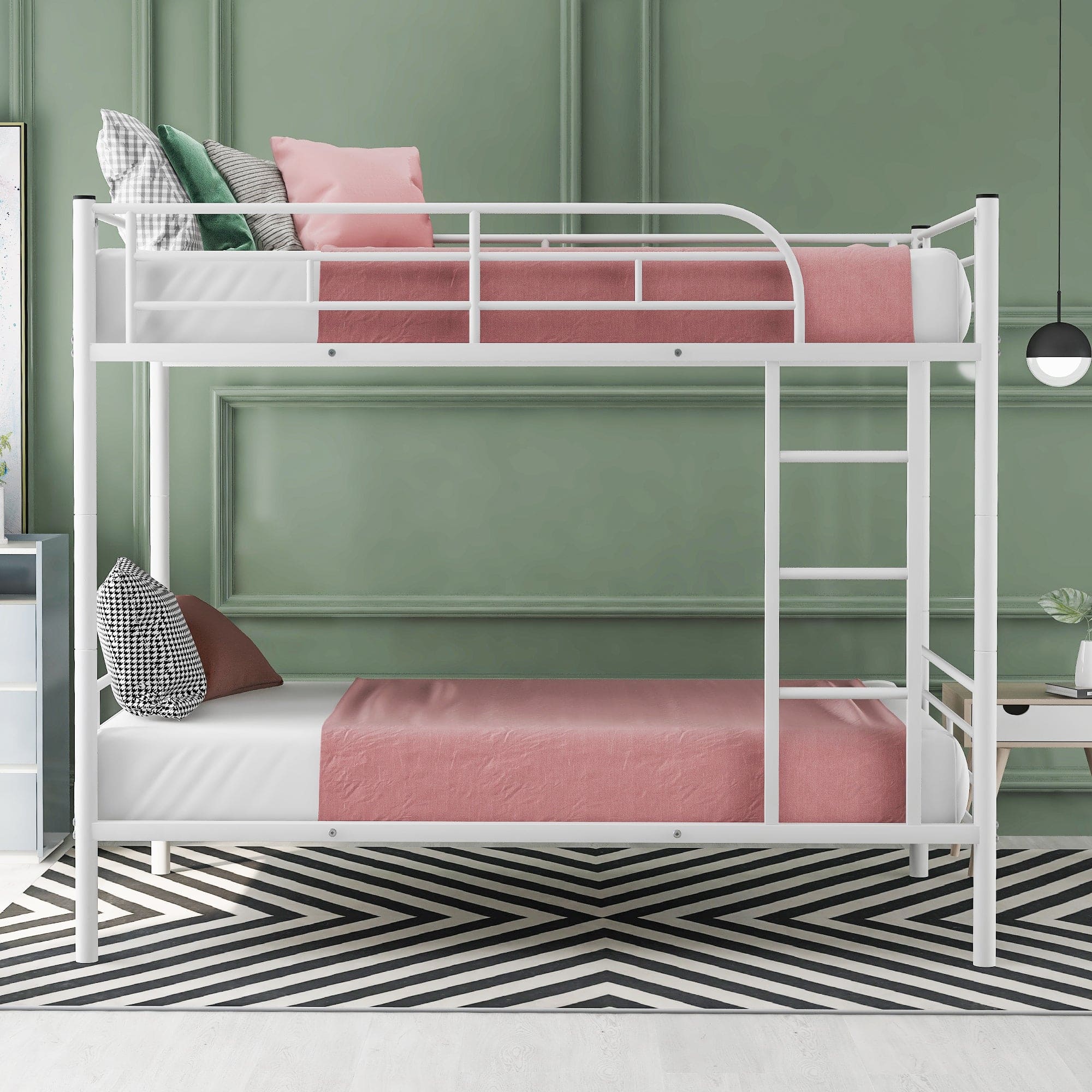 Twin Over Twin Metal Bunk Bed (White)( old sku: MF189201KAA )