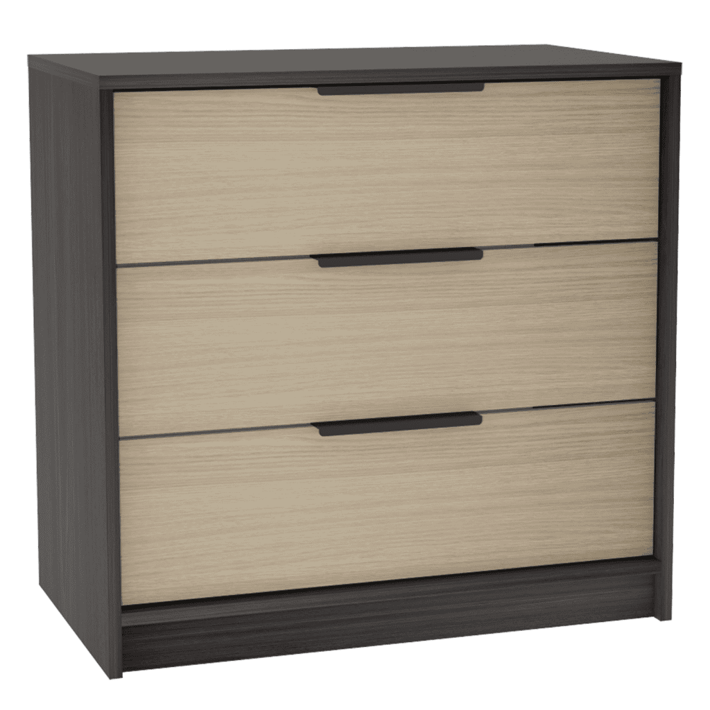 3 Drawers Dresser Maryland, Superior Top, Black Wengue / Pine Finish