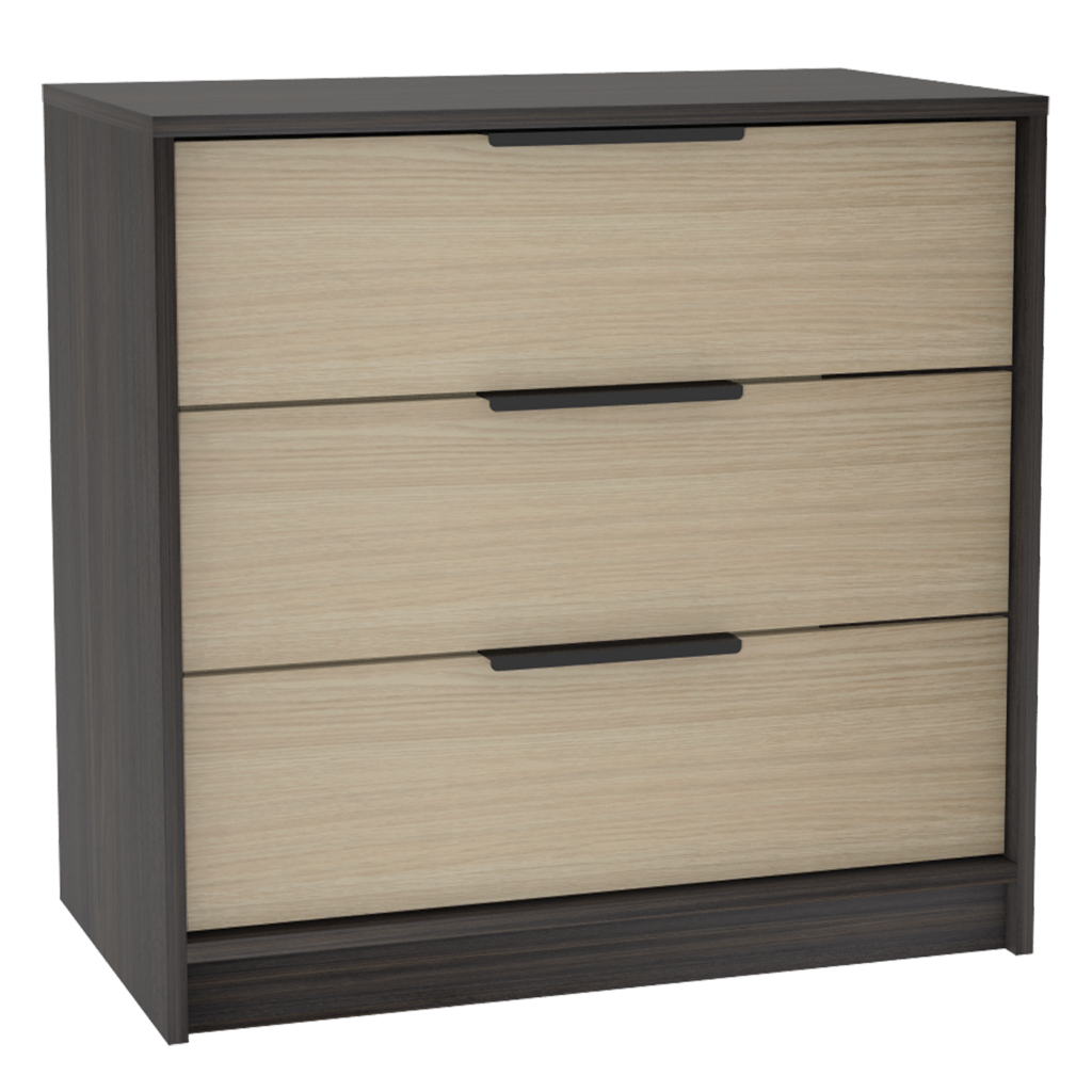 3 Drawers Dresser Maryland, Superior Top, Black Wengue / Pine Finish