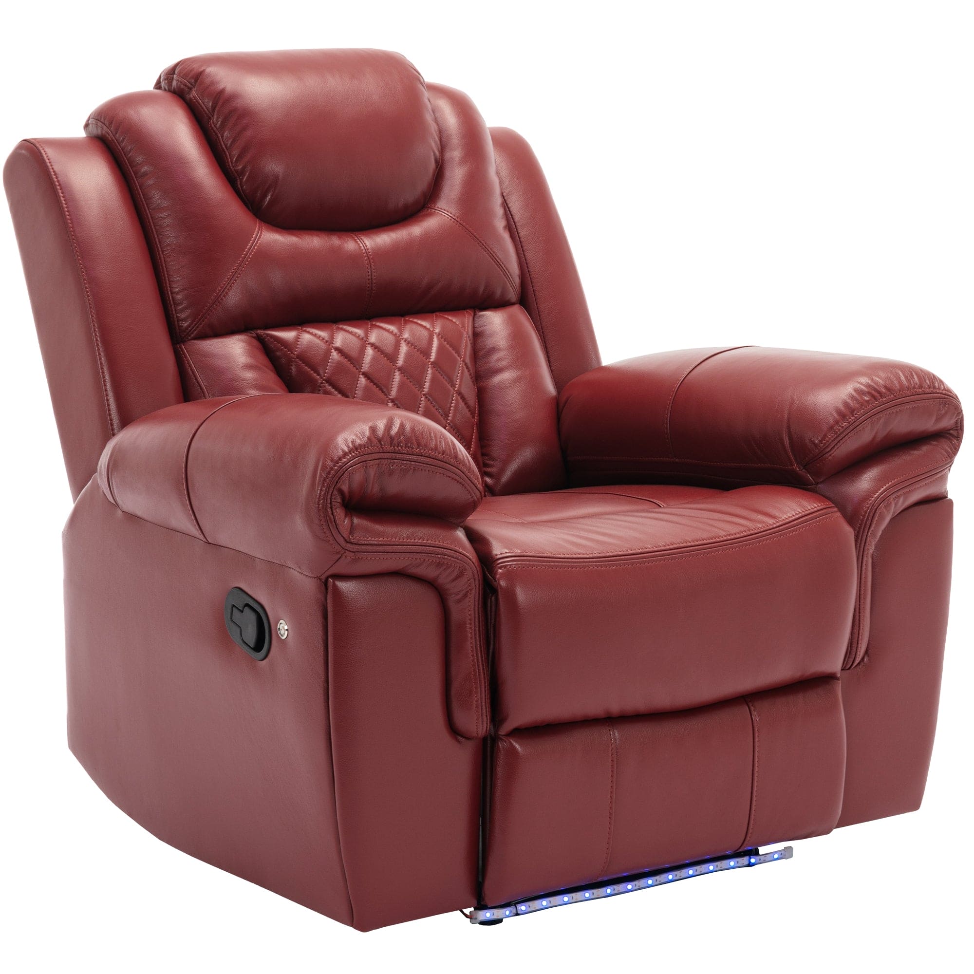 Home Theater Seating Manual Recliner Chair with LED Light Strip for Living Room,Bedroom, Wind Red