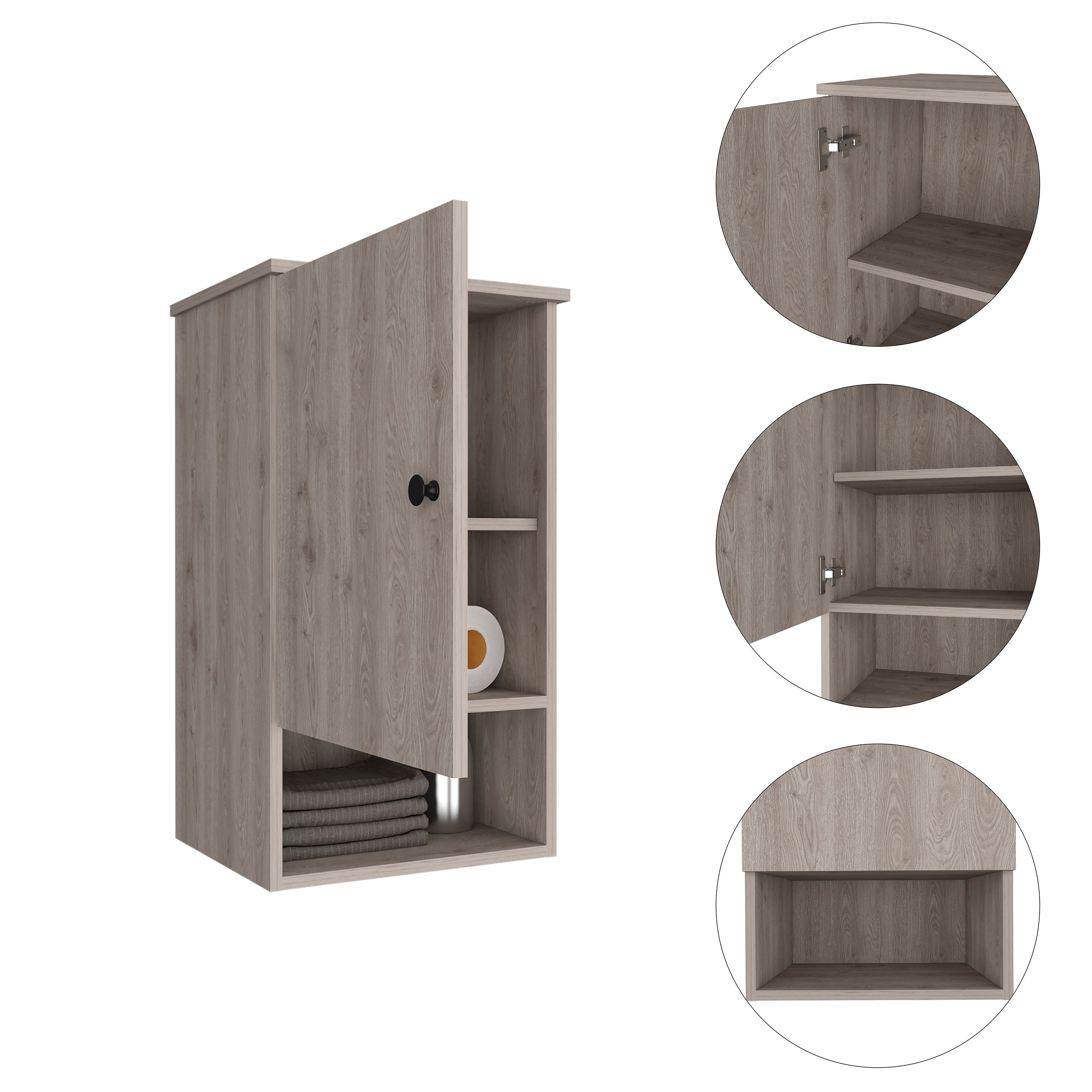 Medicine Cabinet Porto, Two Internal Shelves, Light Gray Finish