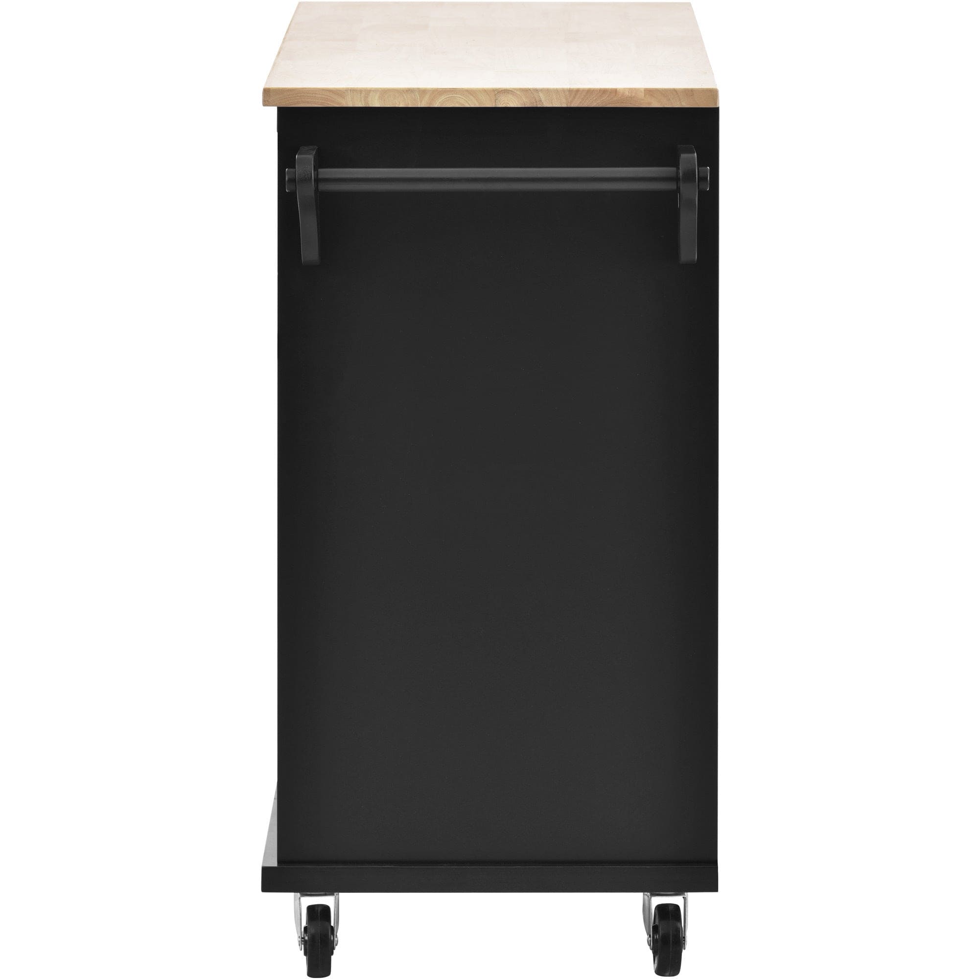 Kitchen Island Cart with Storage Cabinet and Two Locking Wheels,Solid wood desktop,Microwave cabinet,Floor Standing Buffet Server Sideboard for Kitchen Room,Dining Room,, Bathroom(Black)