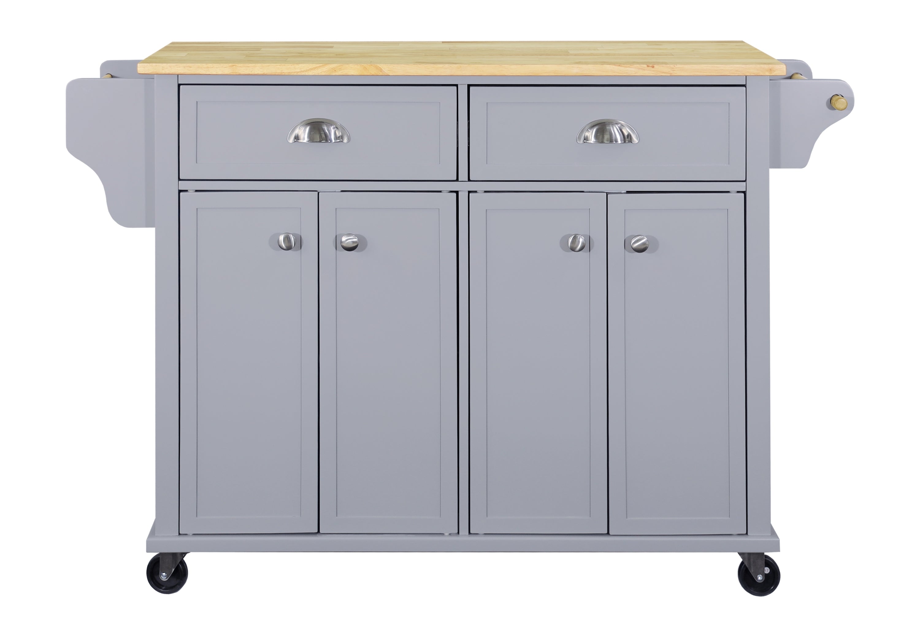 Cambridge Natural Wood Top Kitchen Island with Storage