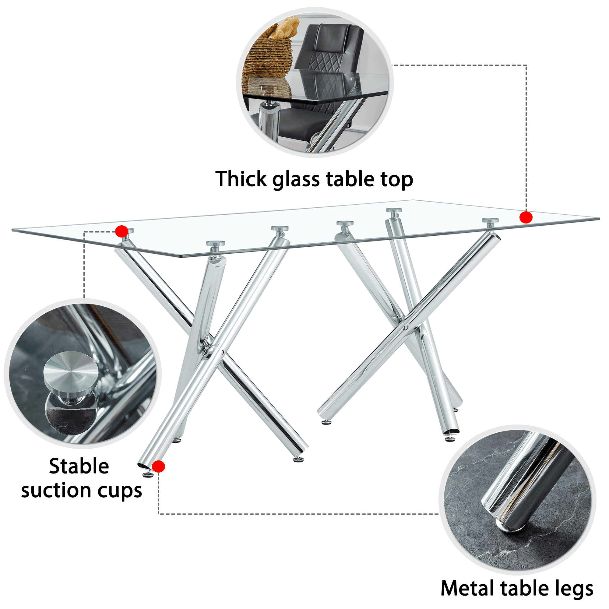 Rectangular Glass Dining Table