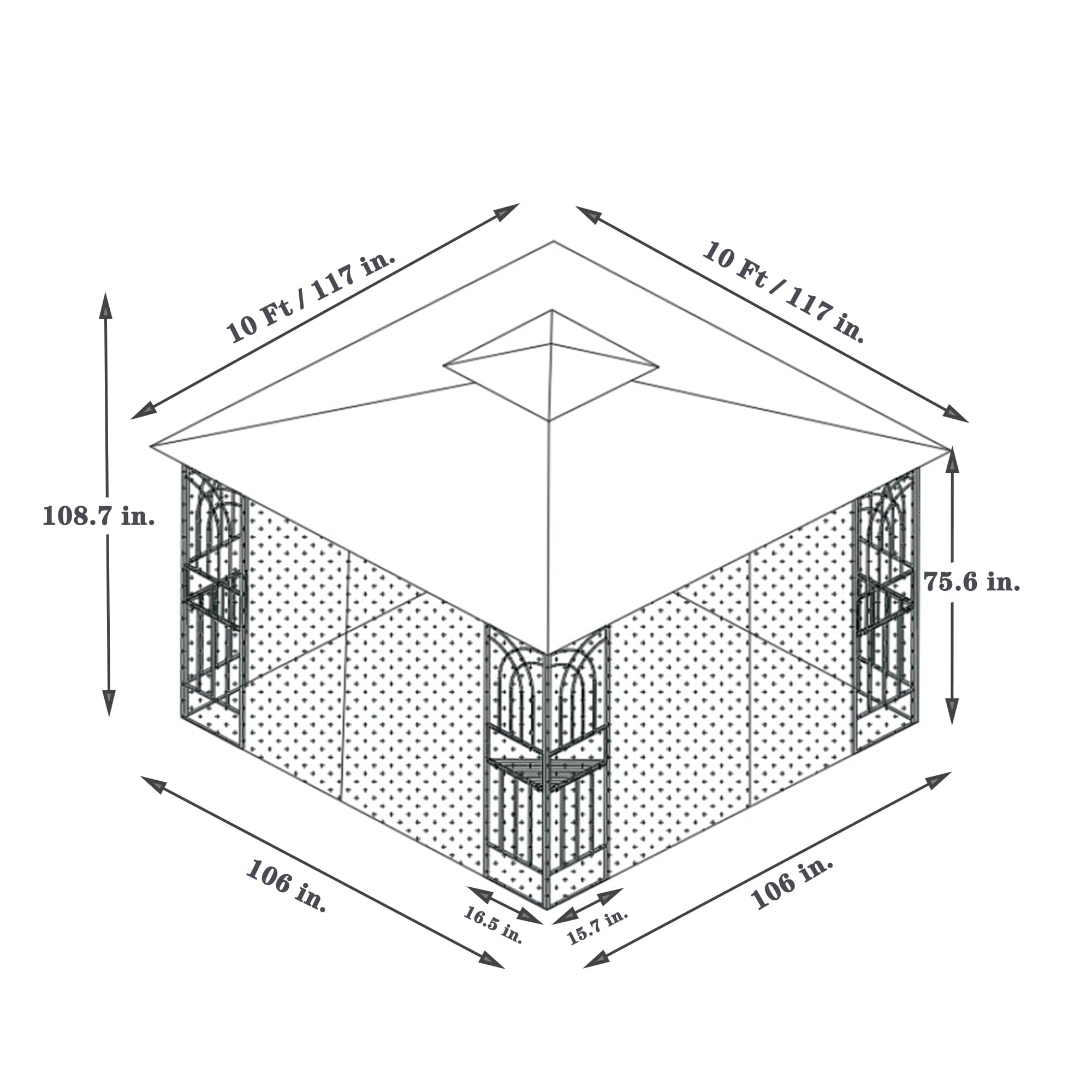 10x10 Outdoor Patio Gazebo Canopy Tent With Ventilated Double Roof And Mosquito net(Detachable Mesh Screen On All Sides),Suitable for Lawn, Garden, Backyard and Deck,Brown Top