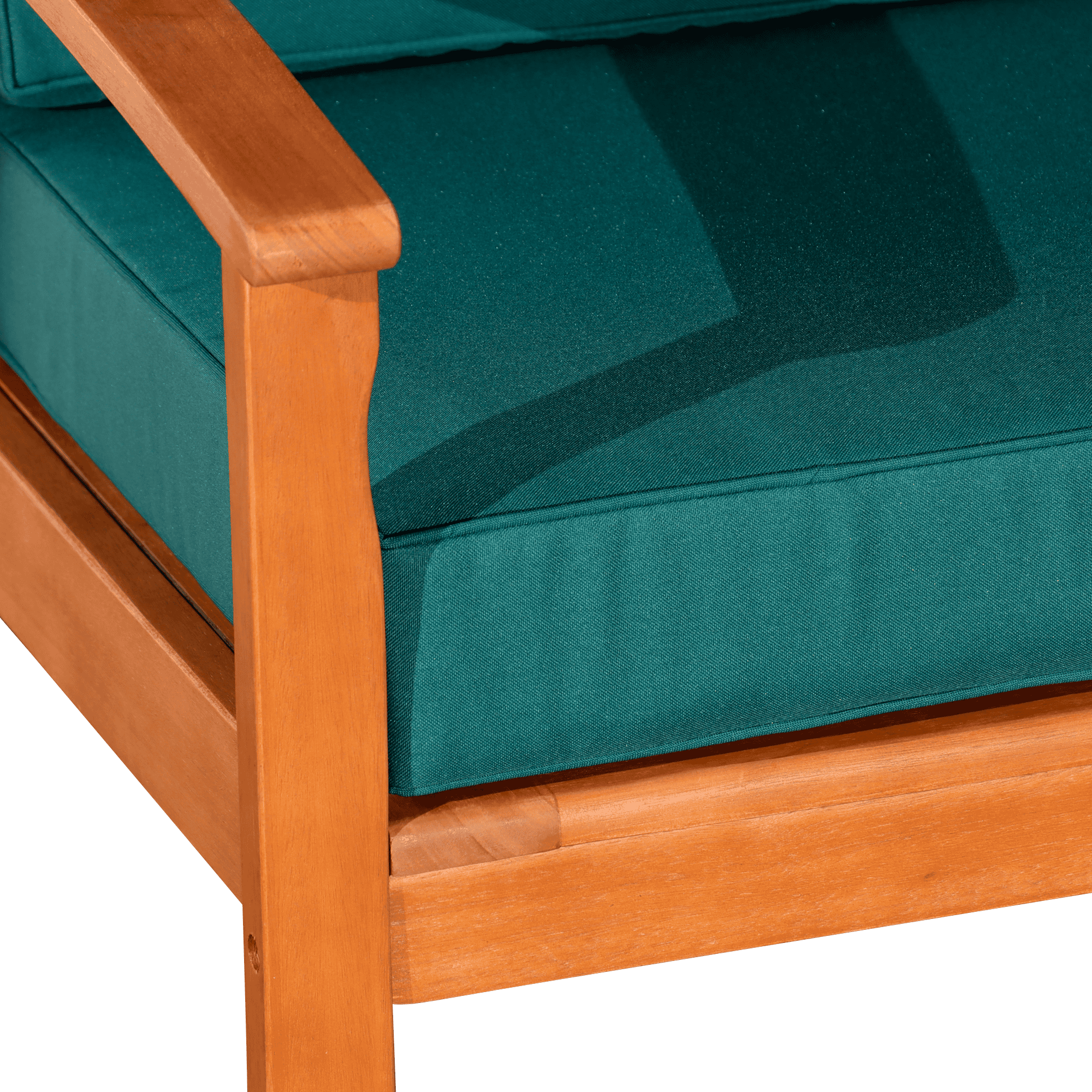 Deep Seat Eucalyptus Chair, Natural Oil Finish, Dark Green Cushions