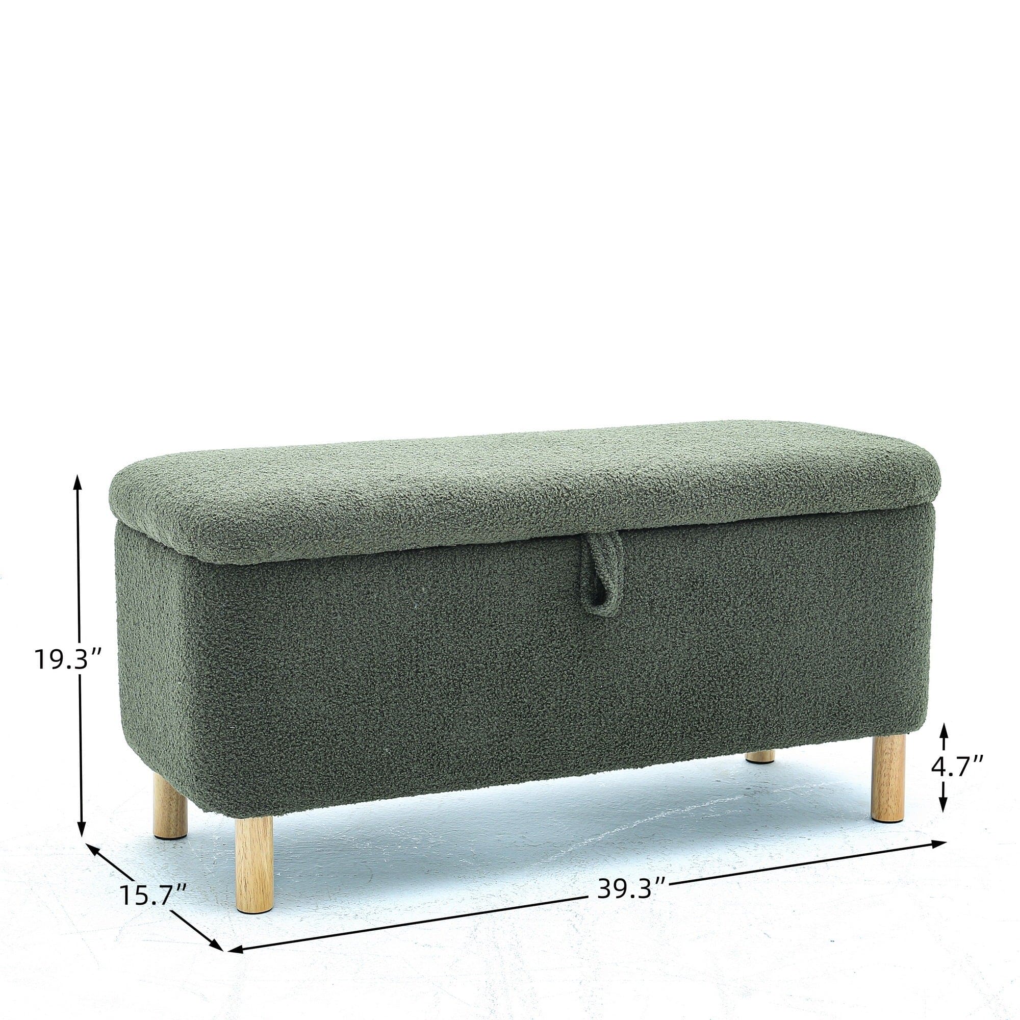 Basics Upholstered Storage Ottoman and Entryway Bench GREEN