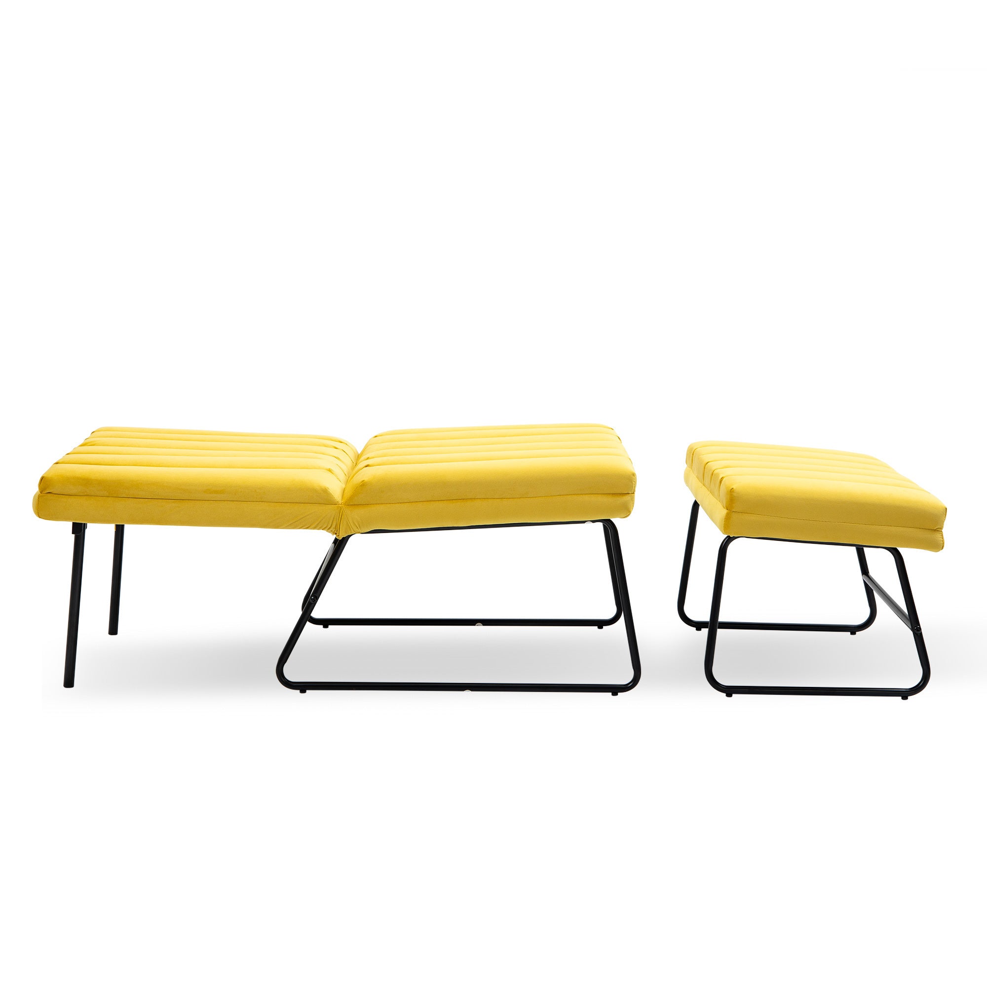 Yellow Modern Lazy Lounge Chair, Contemporary Single Leisure Upholstered Sofa Chair Set