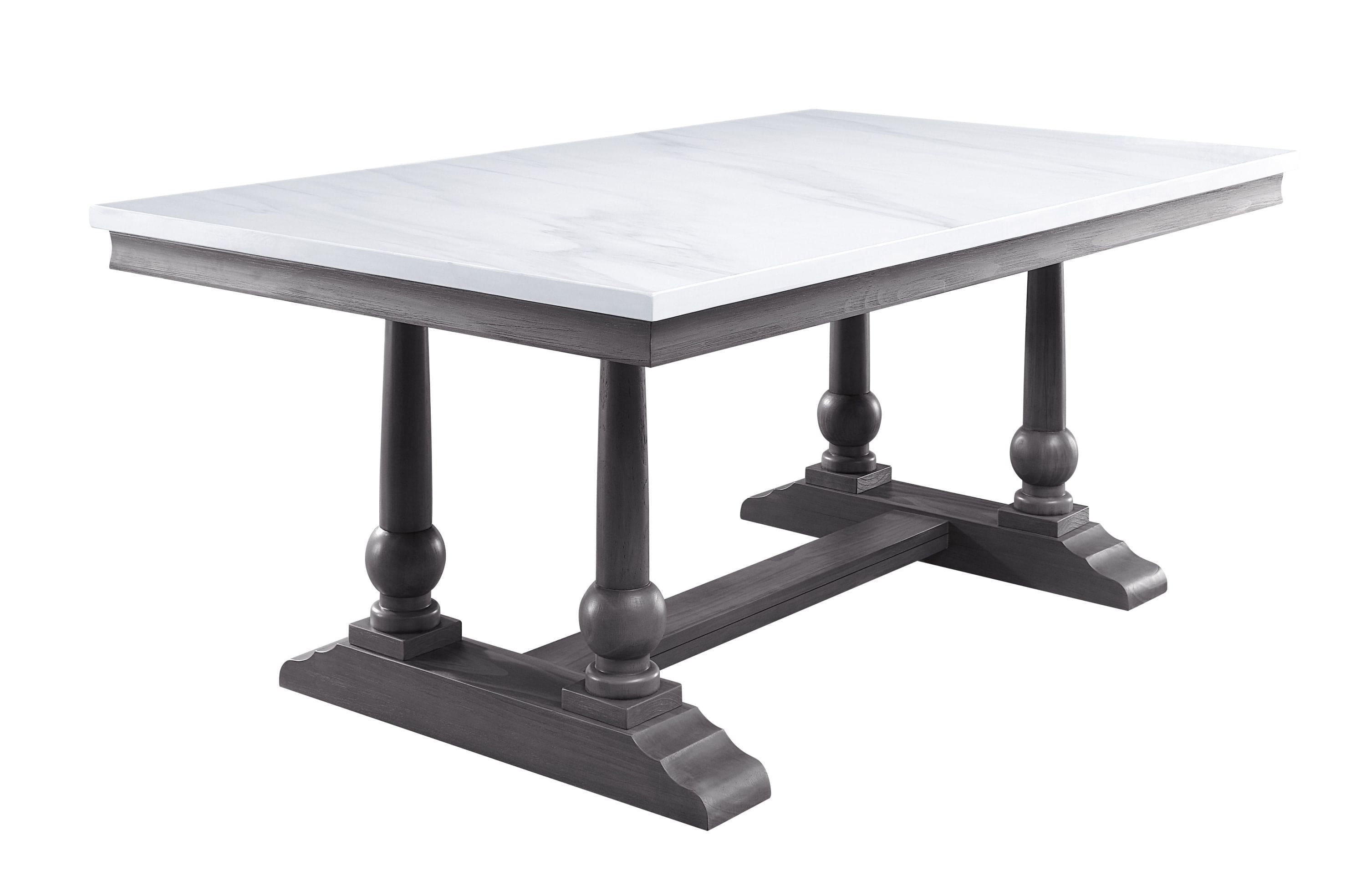 ACME Yabeina Dining Table , Marble Top & Gray Oak Finish 73265