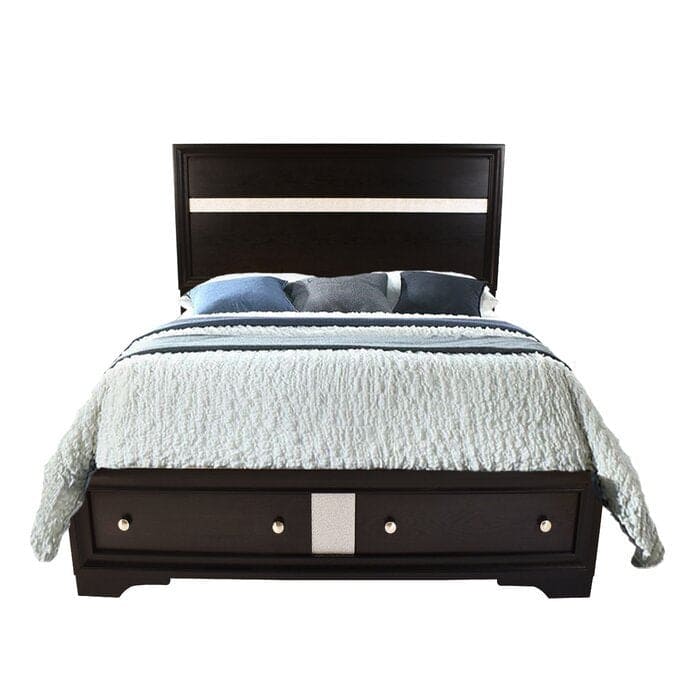 Matrix Traditional style King Size Storage Bed made with Wood in Black