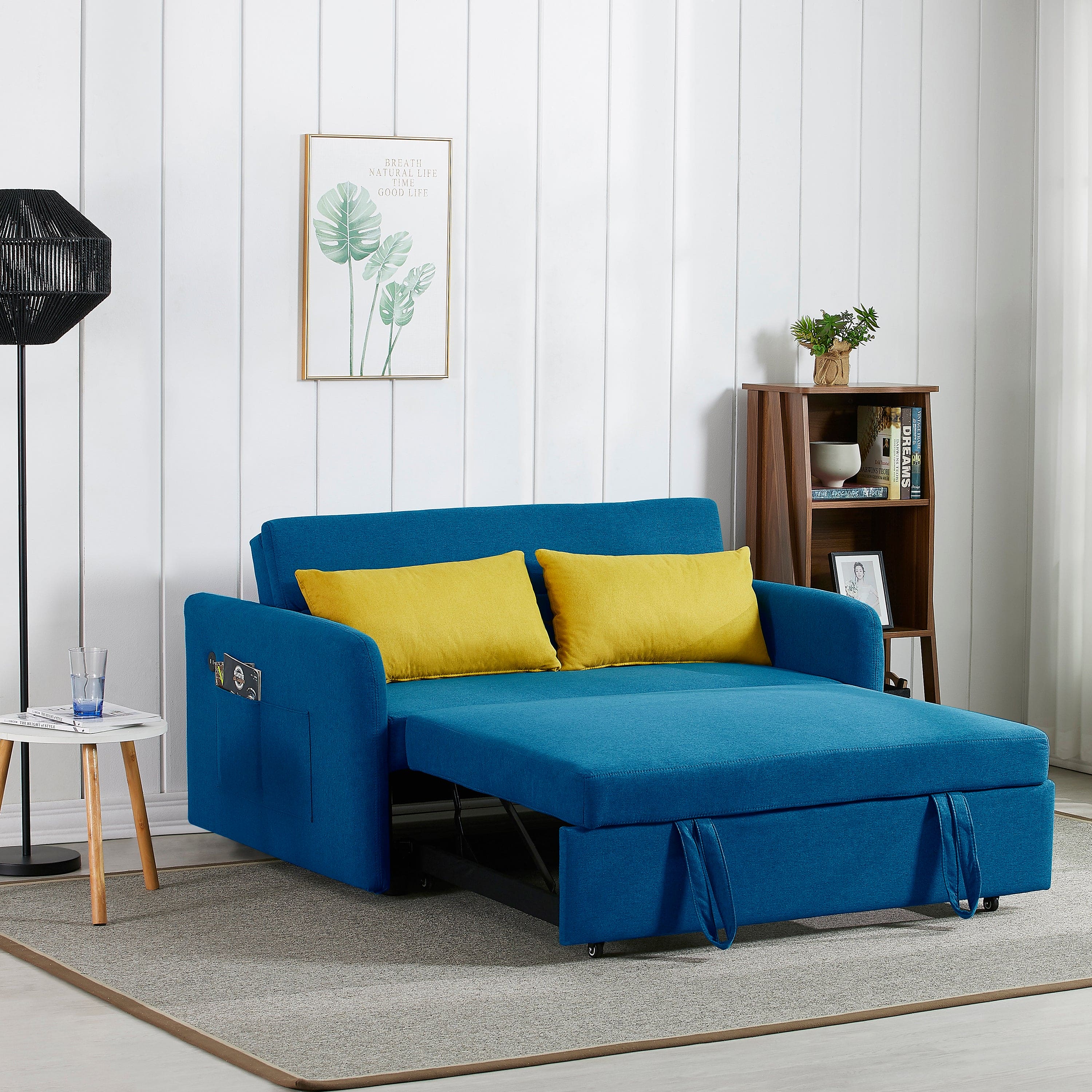 Twins Sofa Bed Blue Fabric