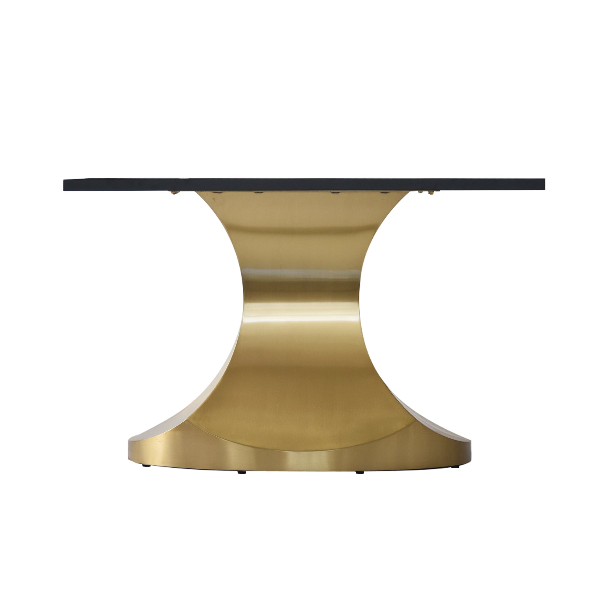 63 "modern artificial stone white panel golden stainless steel curved legs-can accommodate 6-8 people