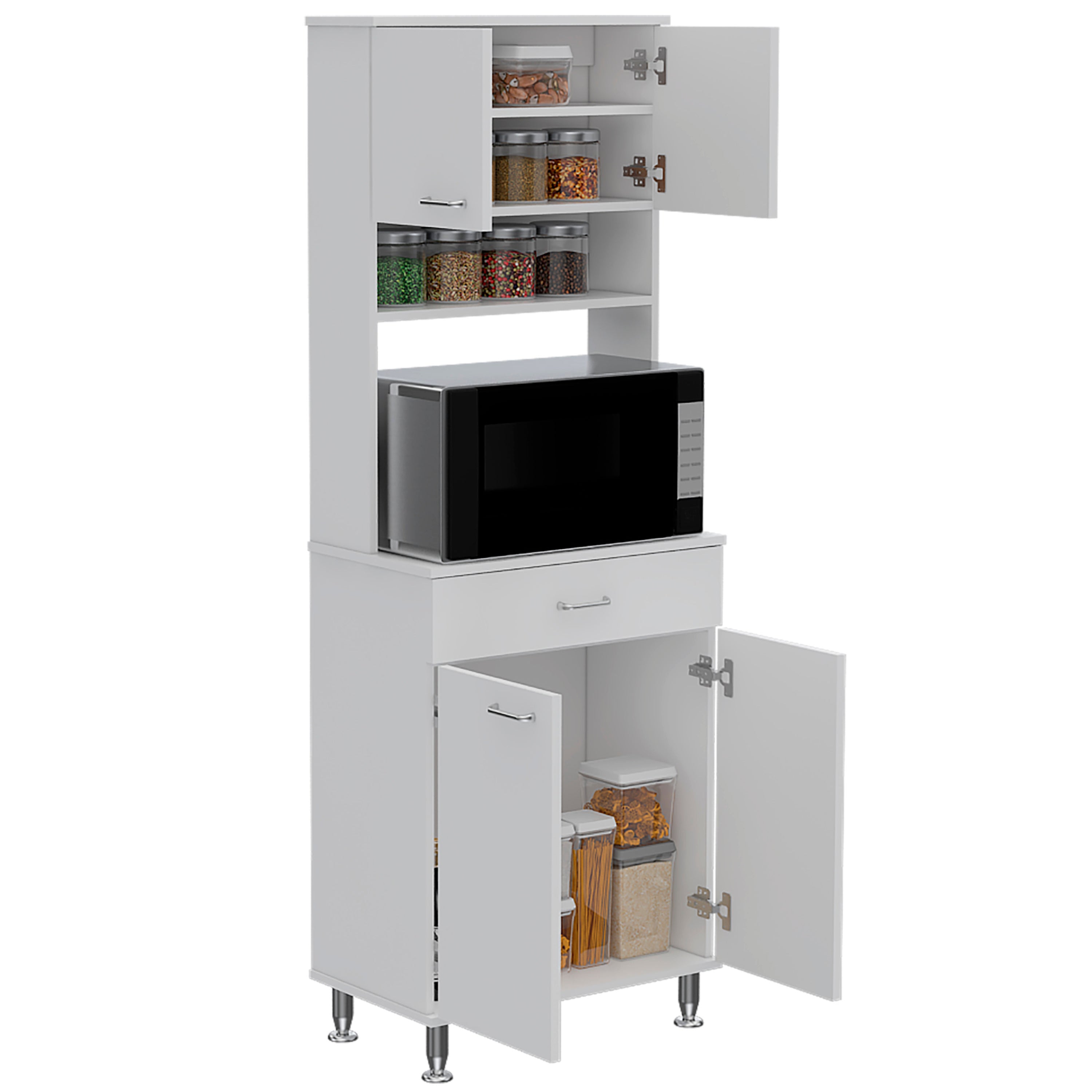 Pantry Piacenza,Two Double Door Cabinet, White Finish