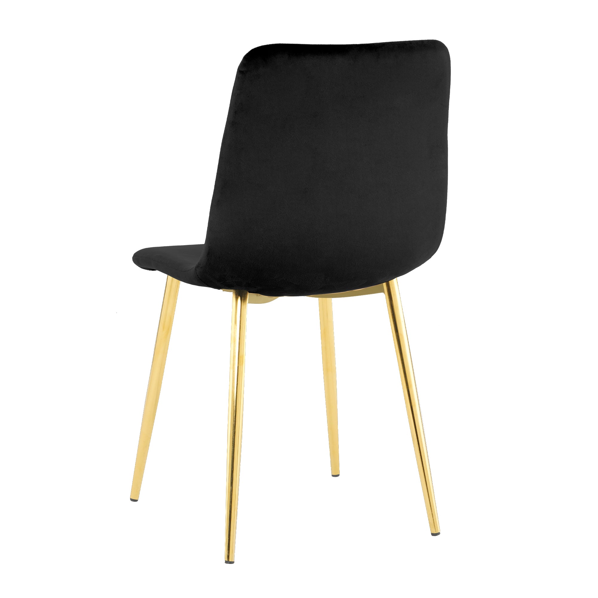 Modern simple light luxury dining black chair home bedroom stool back dressing chair student desk chair gold metal legs(set of 4)