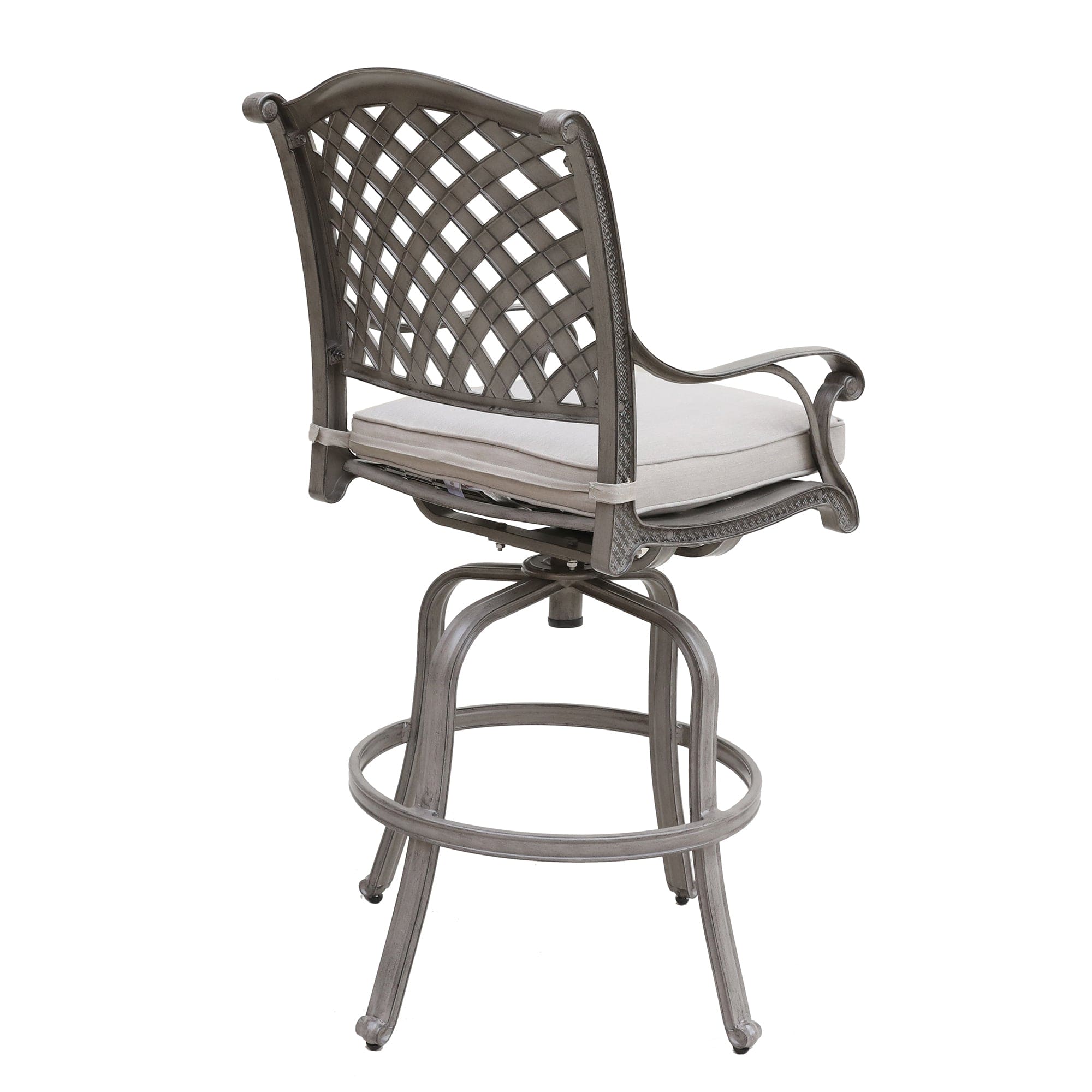 Cast Aluminum Bar Stool With Cushion, Set of 2