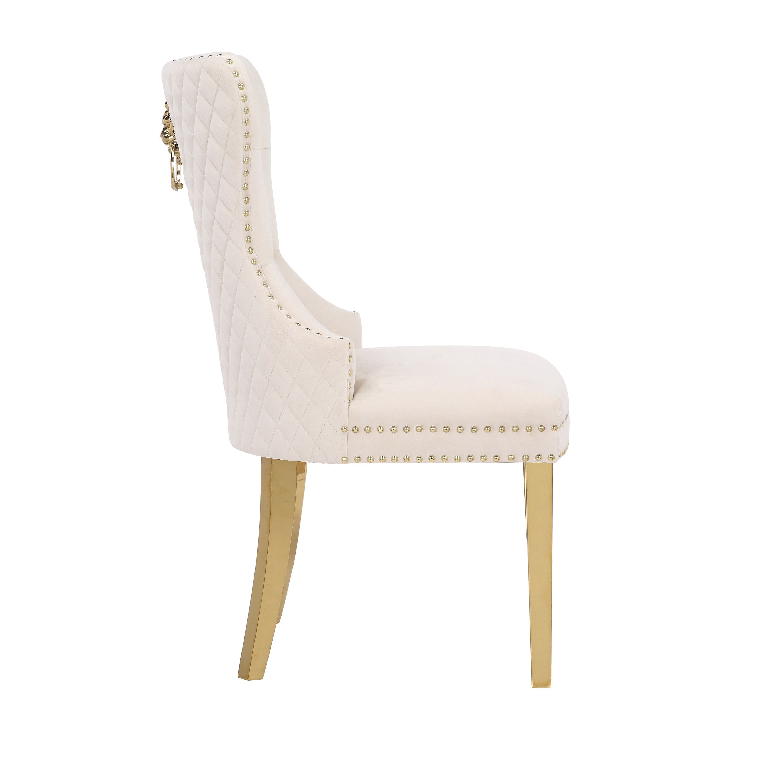 Simba Gold 2 Piece Dinning Chair Finish with Velvet Fabric in Beige