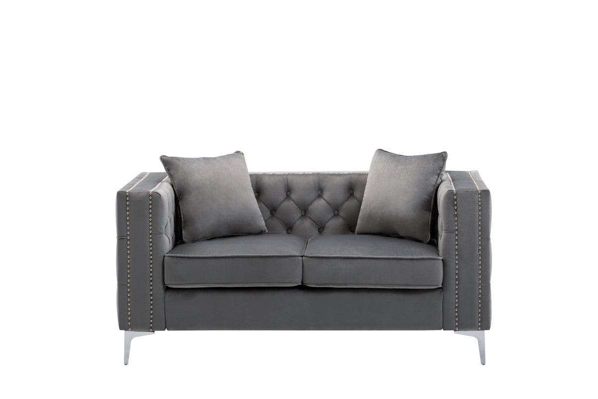 Lorreto Gray Velvet Loveseat